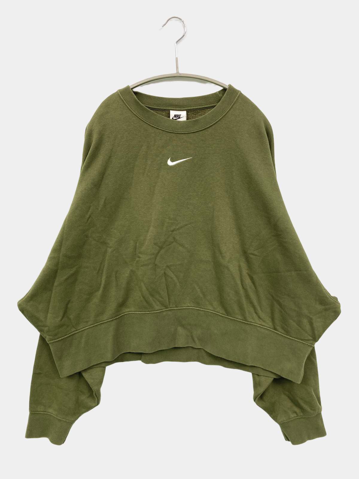 【中古】NIKE ナイキ スウェット L カーキ コットン スウェット 無地 ワンポイント 長袖 レディース