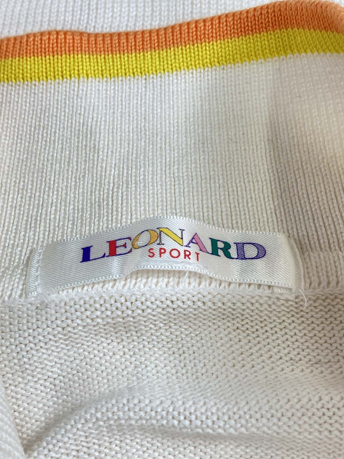 digdig 楽天市場店の【中古】LEONARD SPORT ポロシャツ ホワイト チェック柄 ブランドロゴ 刺繍 半袖 レディース｜アングル3