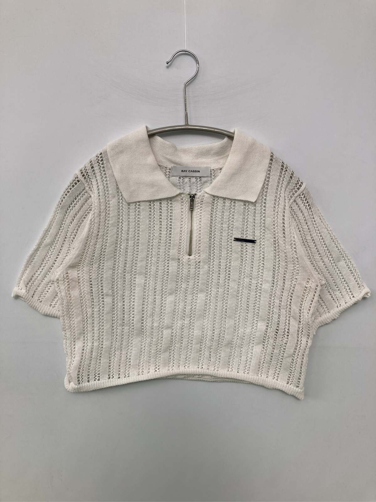 【中古】RAY CASSIN レイカズン ニット/セーター F ホワイト 無地 レース ショート...