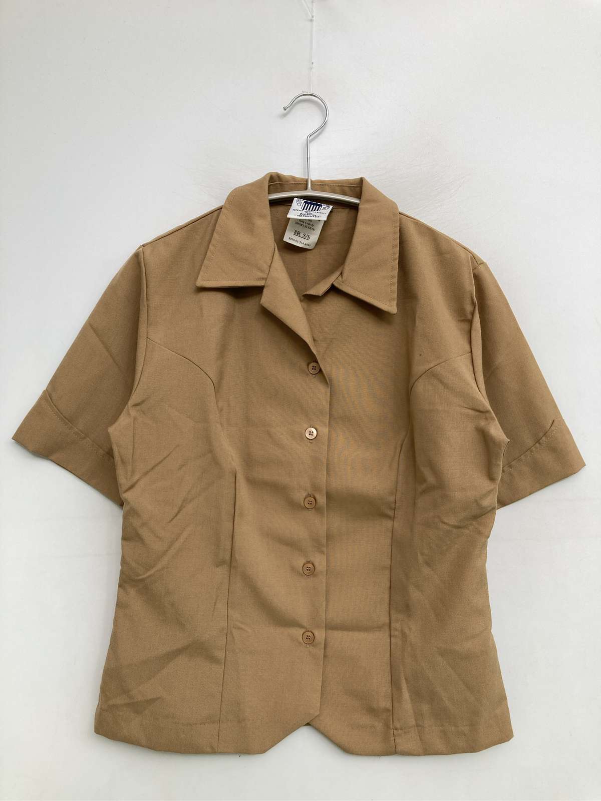 DEFENSE LOGISTICS AGENCY シャツ/ブラウス 8R S/S ベージュ ウール・ニット 無地 ショート丈 半袖 レギュラーカラー レディース