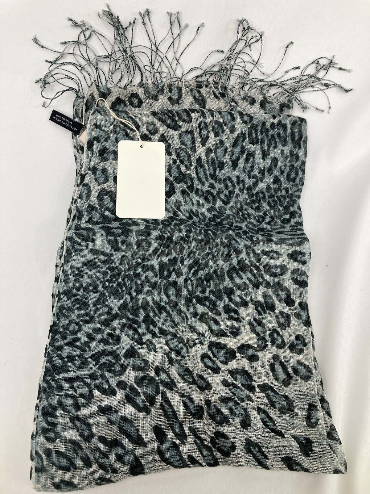 【中古】Italca of Italy ストール/ショール グレー リネン・麻 レオパード柄 メン...