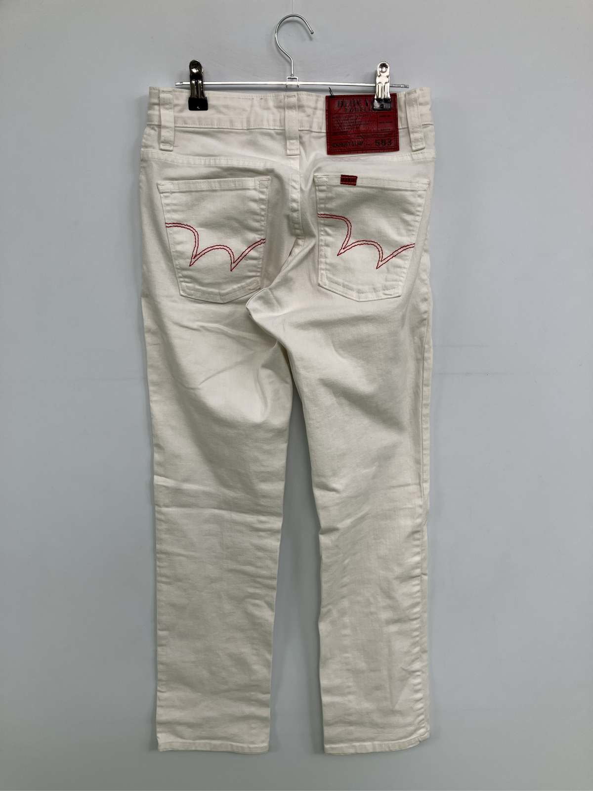 【中古】EDWIN エドウィン デニムパンツ 27 ホワイト フルレングス 無地 スタンダード ストレート レギュラー レディース