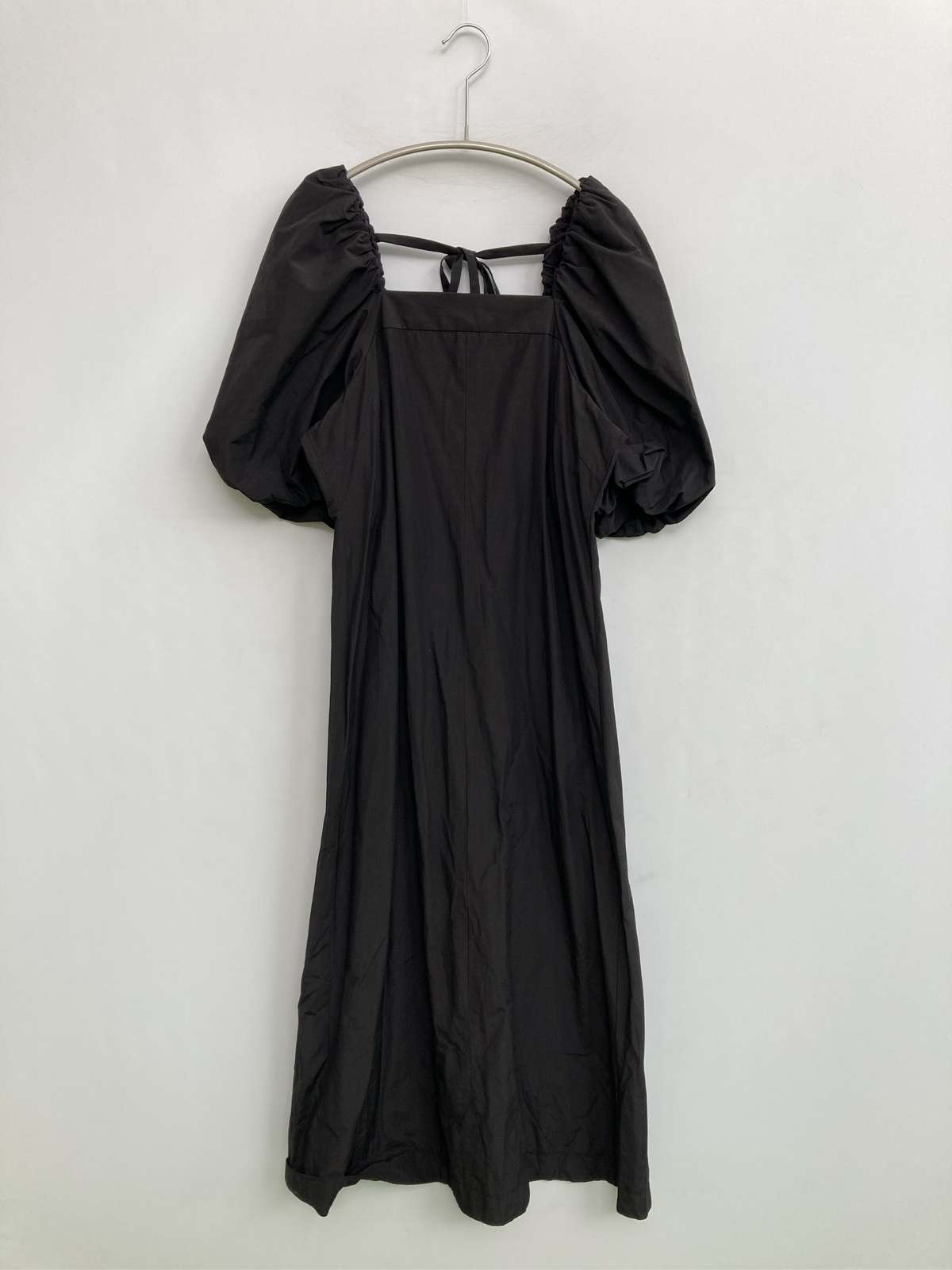 【中古】SNIDEL スナイデル ワンピース 0 ブラック コットン 無地 リボン 半袖 ミ...
