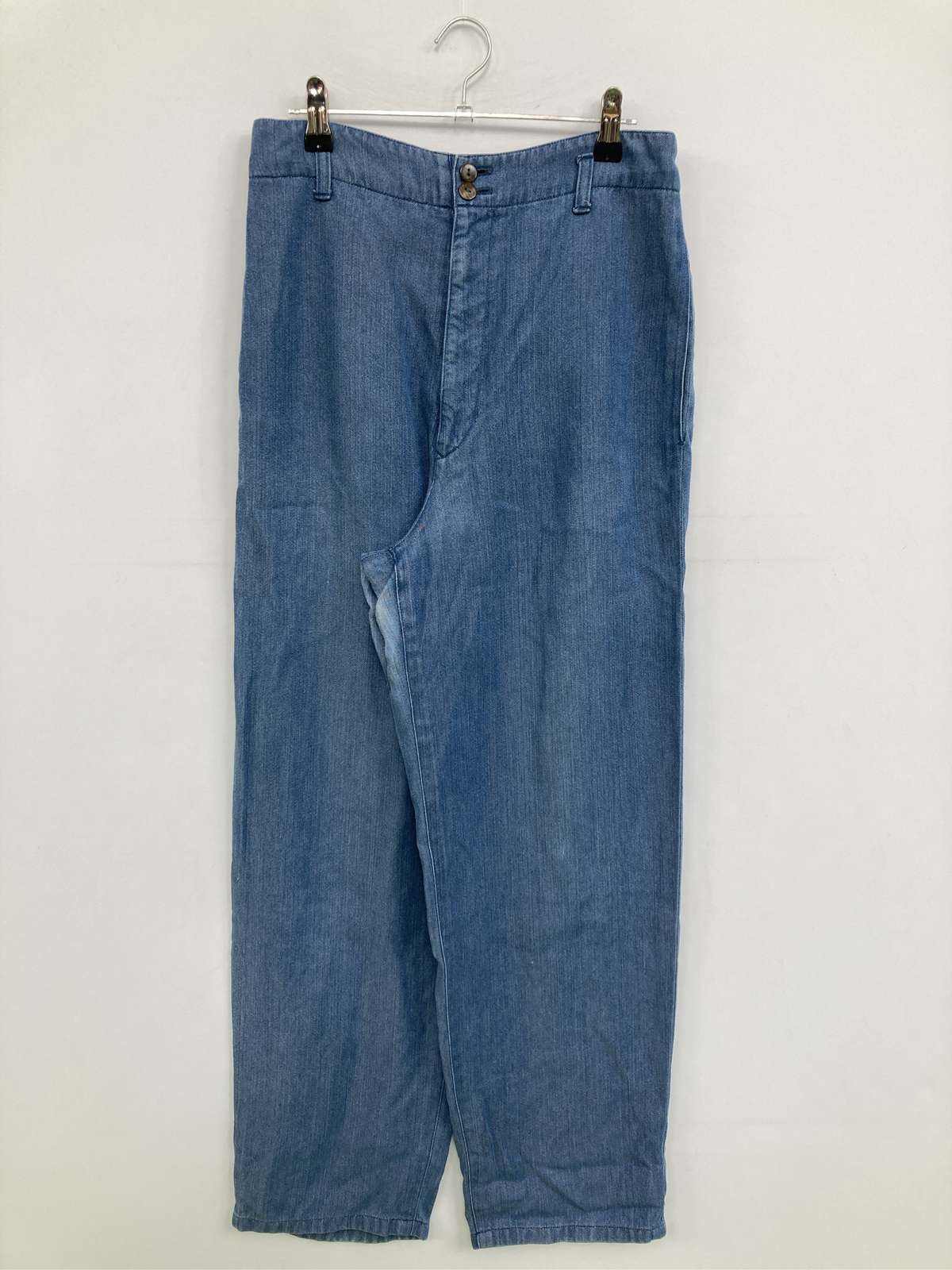 【中古】yoshie inaba デニムパンツ 9 ブルー フルレングス 無地 スタンダード ストレート ハイウエスト ヴィンテージ レディース