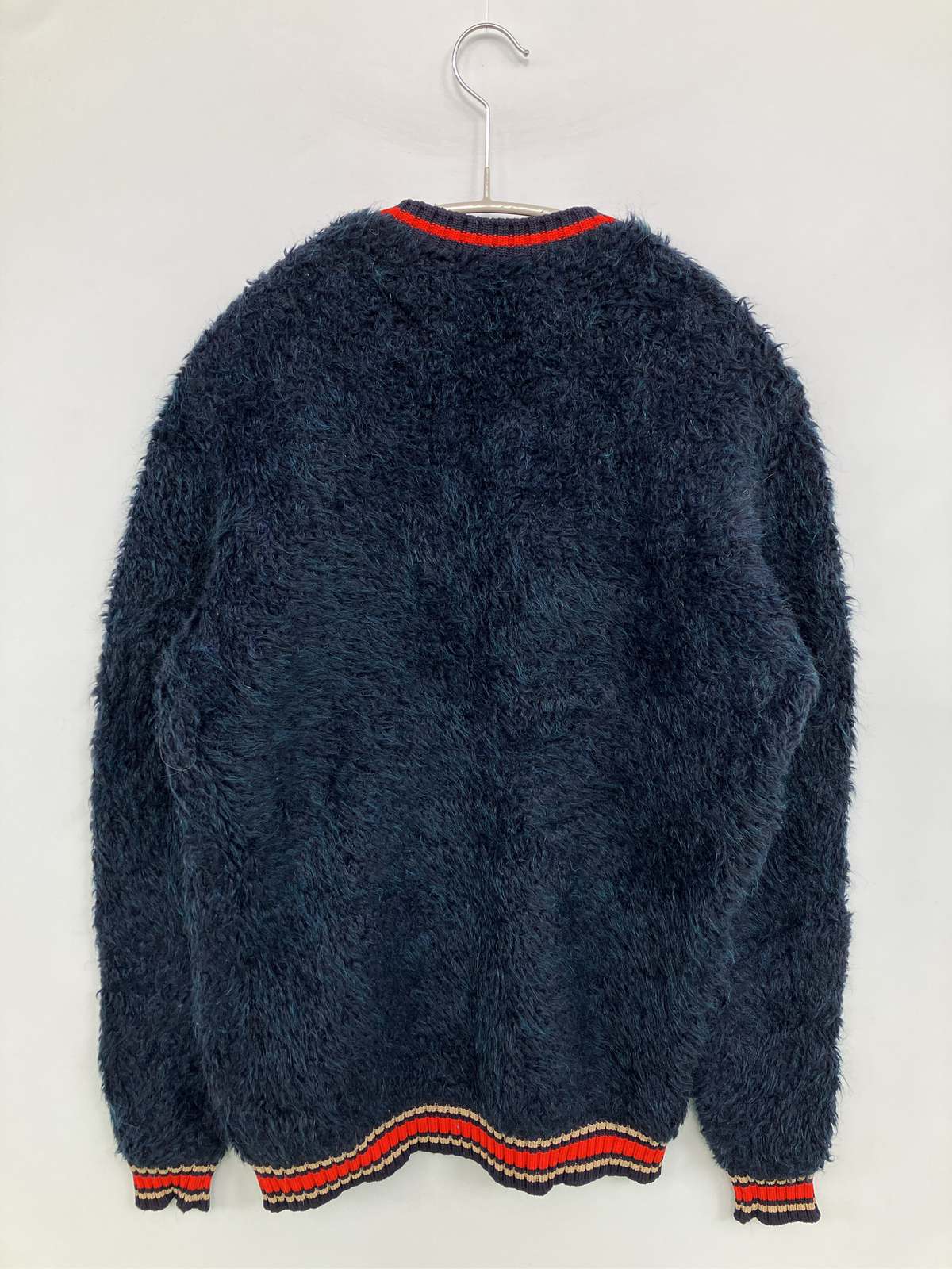 【中古】TOMMY HILFIGER トミーヒルフィガー ニット/セーター M ネイビー ナイロン 無地 ミドル丈 長袖 クルーネック(丸首) レディース