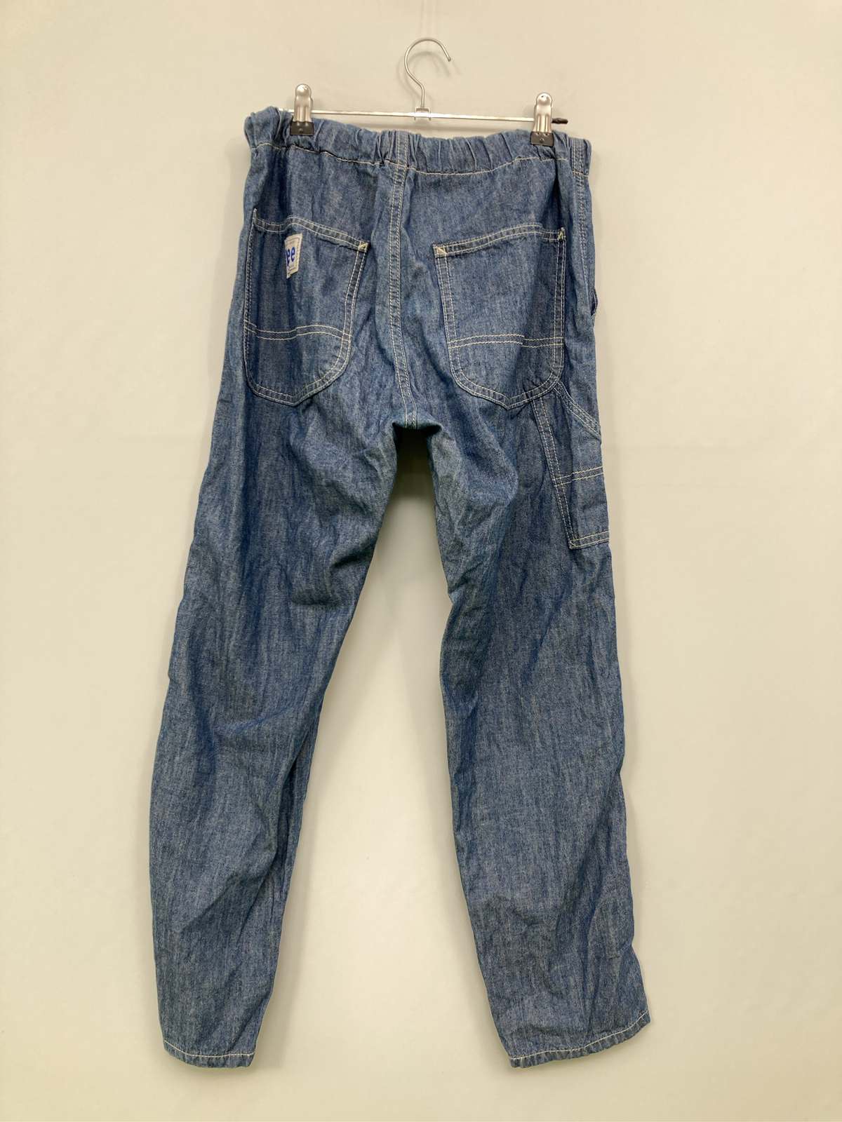 【中古】Lee リー デニムパンツ M ブルー フルレングス 無地 ウエストゴム・紐 レギュラー ストレート スタンダード ブランドロゴ ワンポイント レディース