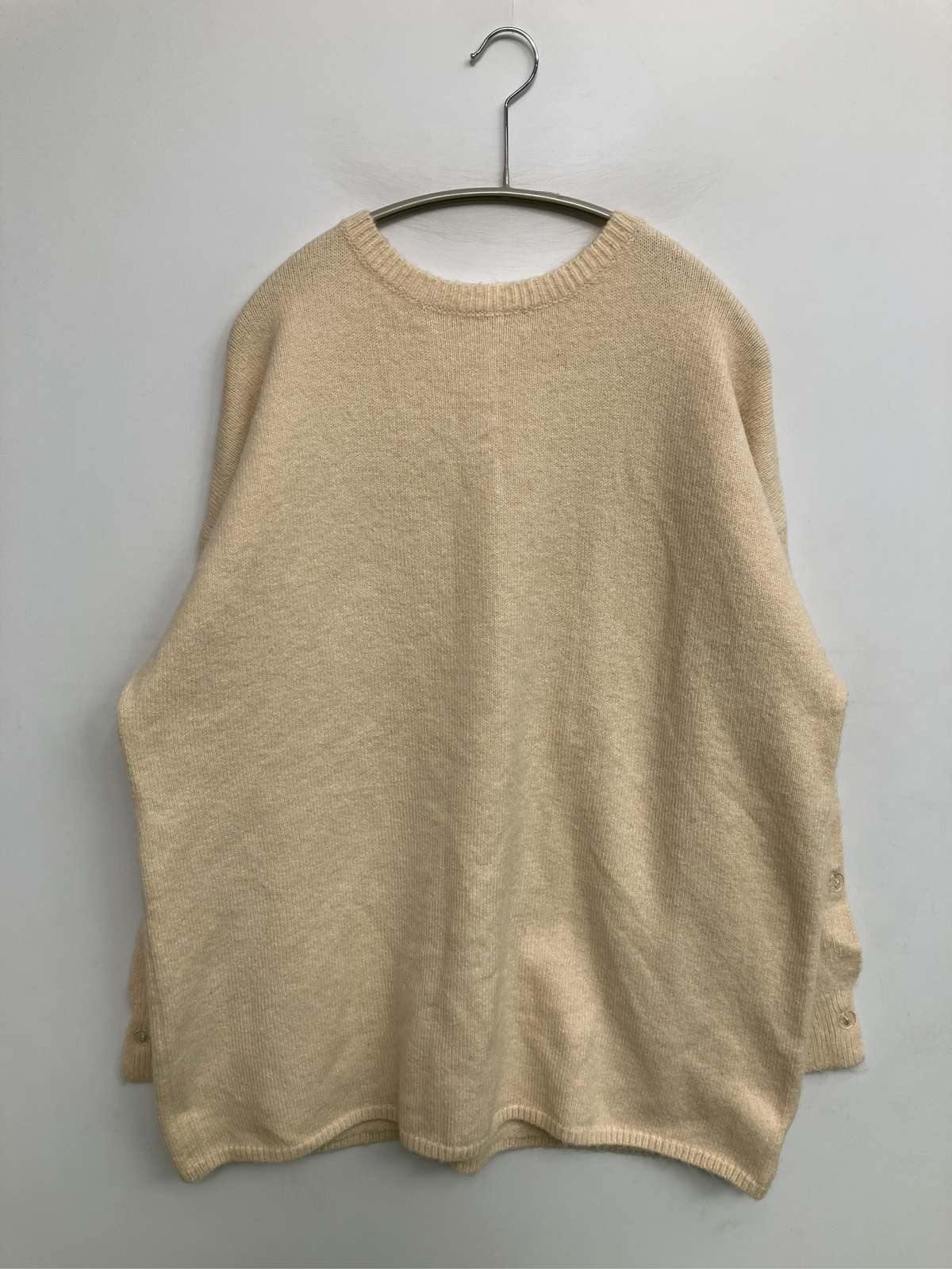 【中古】mystic ミスティック ニット/セーター F アイボリー ニット 無地 ミドル丈 長袖 クルーネック(丸首) レディース