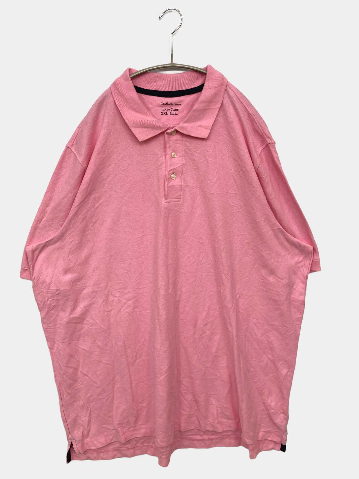 【中古】croft&barrow クラフトアンドバロー ポロシャツ XXL ピンク 無地 半袖 メンズ