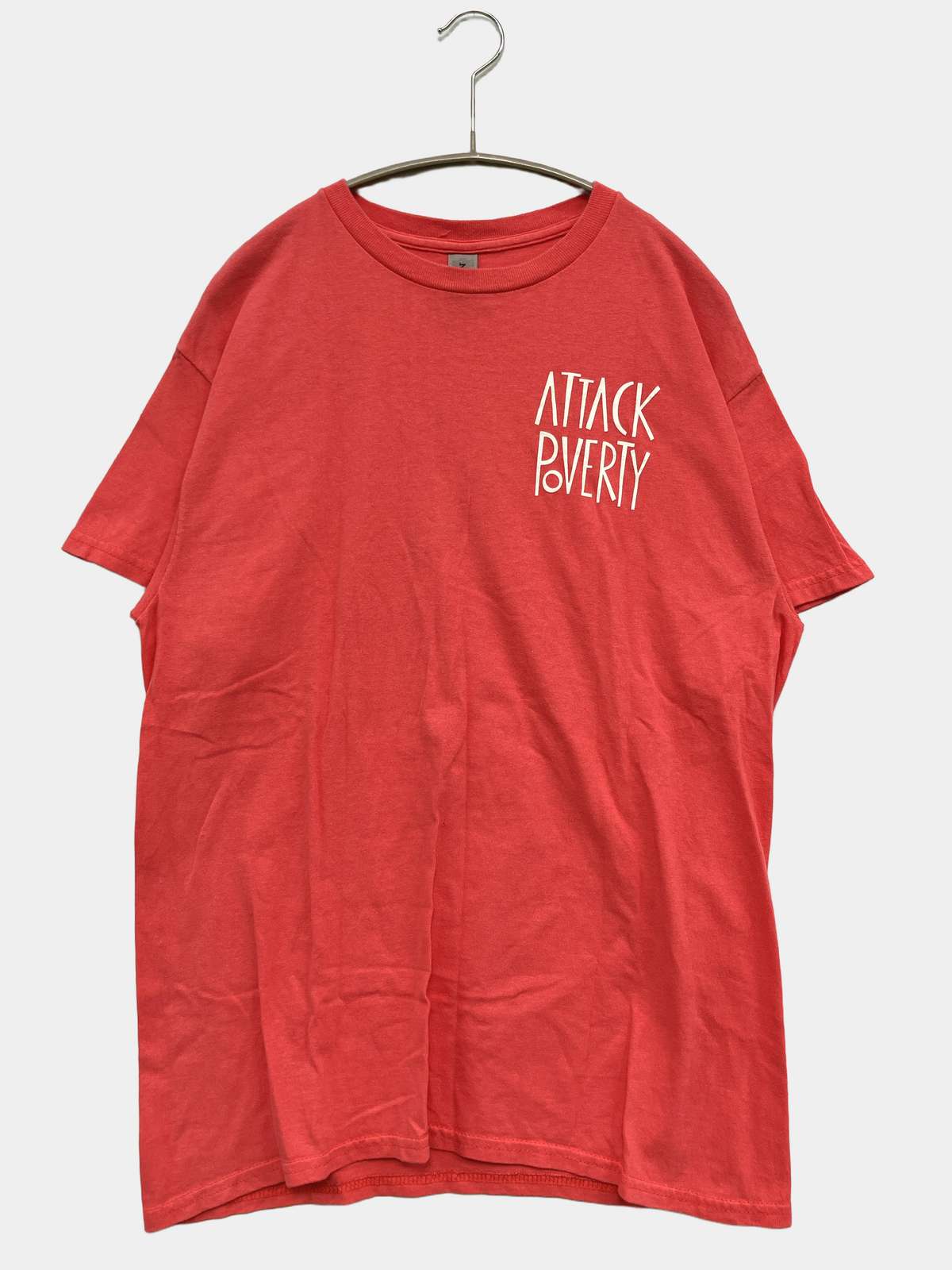 【中古】GILDAN ギルダン Tシャツ/カットソー M レッド 無地 前面プリント バックプリント ミドル丈 半袖 クルーネック(丸首) レディース