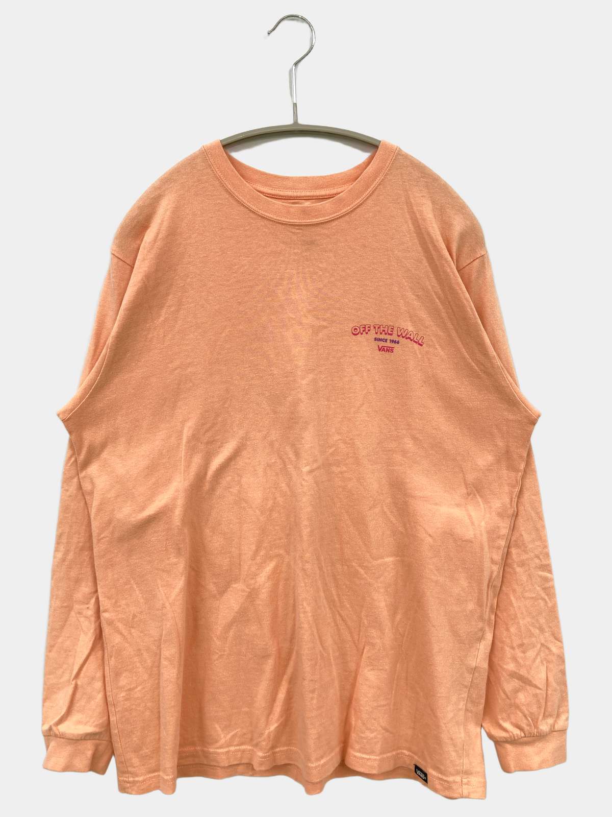 【中古】VANS バンズ Tシャツ/カットソー S オレンジ ワンポイント ミドル丈 長袖 クルーネック(丸首) レディース