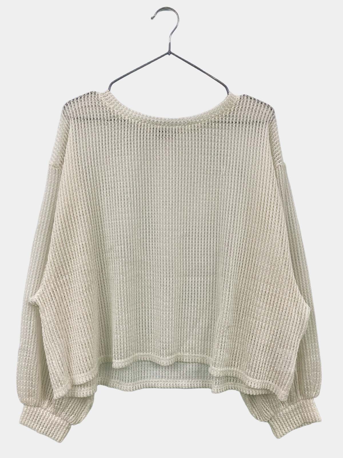 【中古】aquaist アクアイスト ニット/セーター L ホワイト ニット 無地 ショート丈 長袖 ボートネック レディース