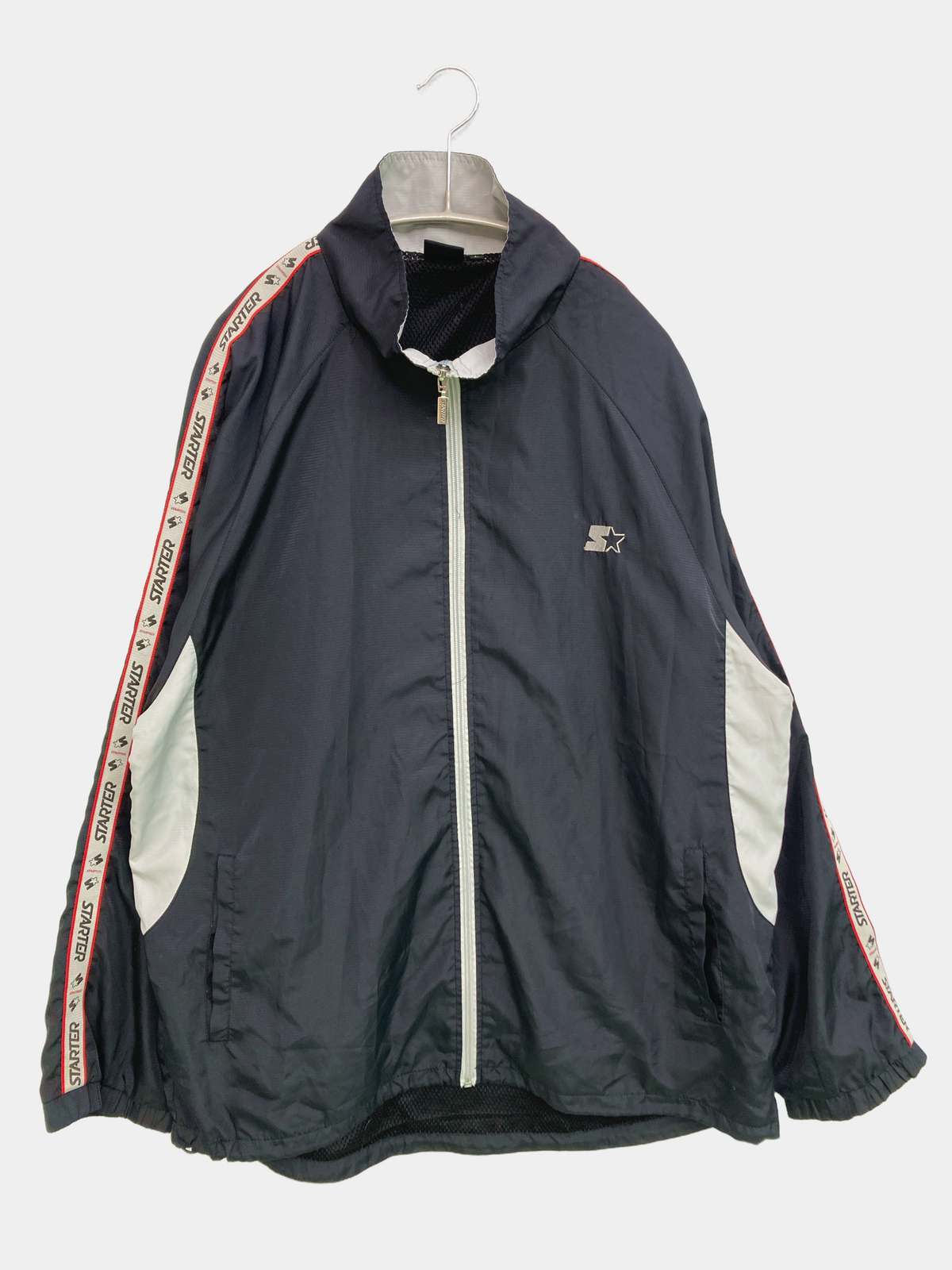 【中古】STARTER スターター セットアップ L ブラック ブランドロゴ ライン柄 無地...