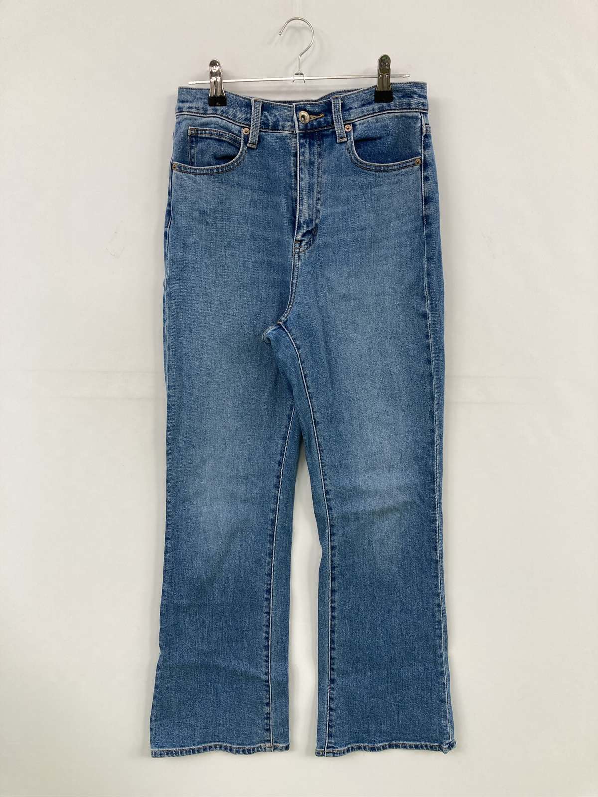 【中古】UNIQLO JEANS ユニクロジーンズ デニムパンツ 25 ブルー クロップド・半端丈 無地 スタンダード フレア・ブーツカット ハイウエスト ヴィンテージ レディース