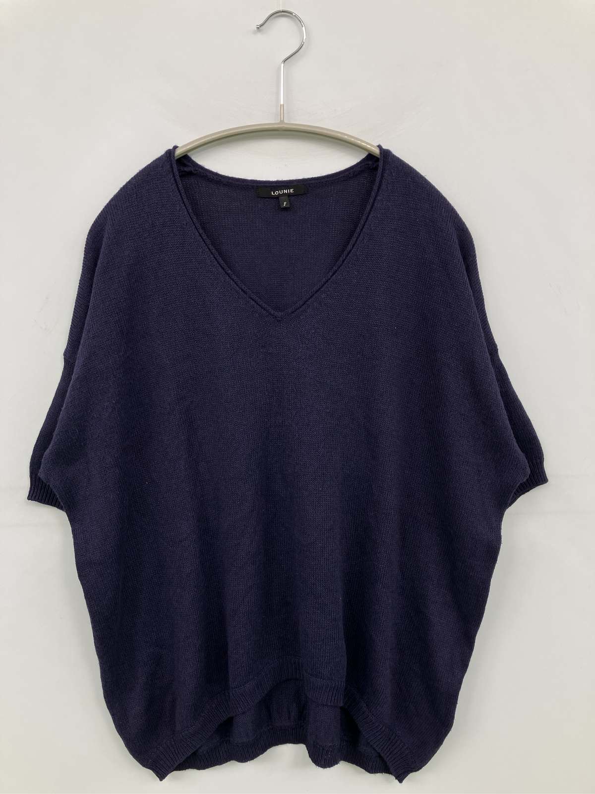 【中古】LOUNIE ルーニィ ニット/セーター F ネイビー ニット 無地 ミドル丈 半袖 ...
