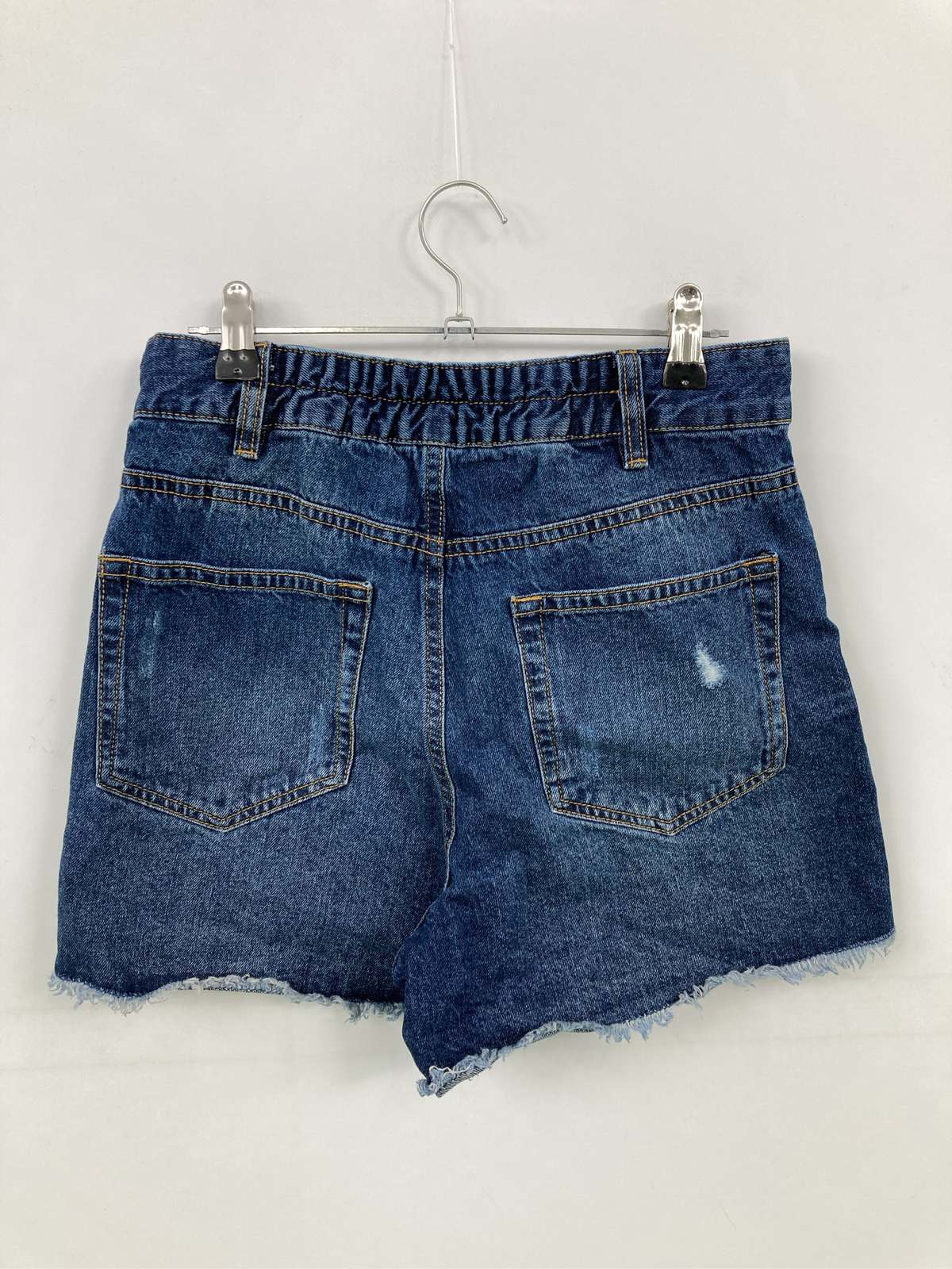 【中古】デニムパンツ M ブルー ショート・ひざ上丈 無地 スタンダード ウエストゴ...