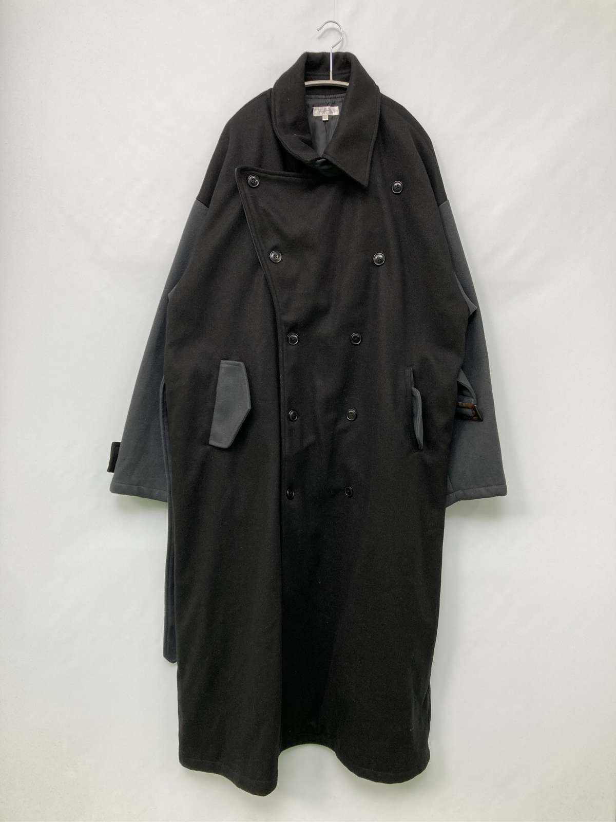 【中古】Nilway ニルウェイ トレンチコート L ブラック 無地 ロング丈 フードなし メンズ