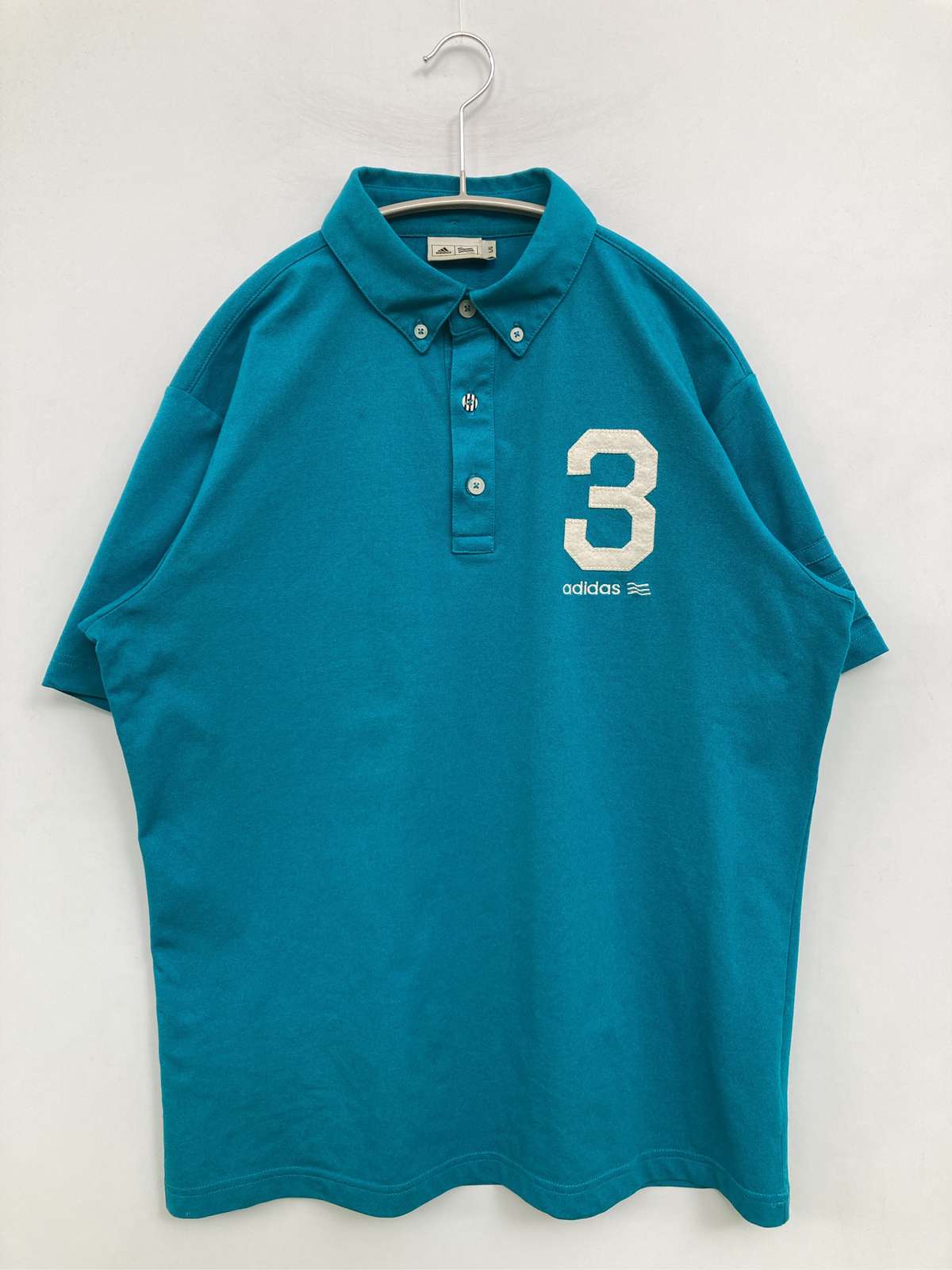 【中古】adidas アディダス ポロシャツ L/G スカイブルー 無地 ワンポイント ブランドロゴ 半袖 メンズ