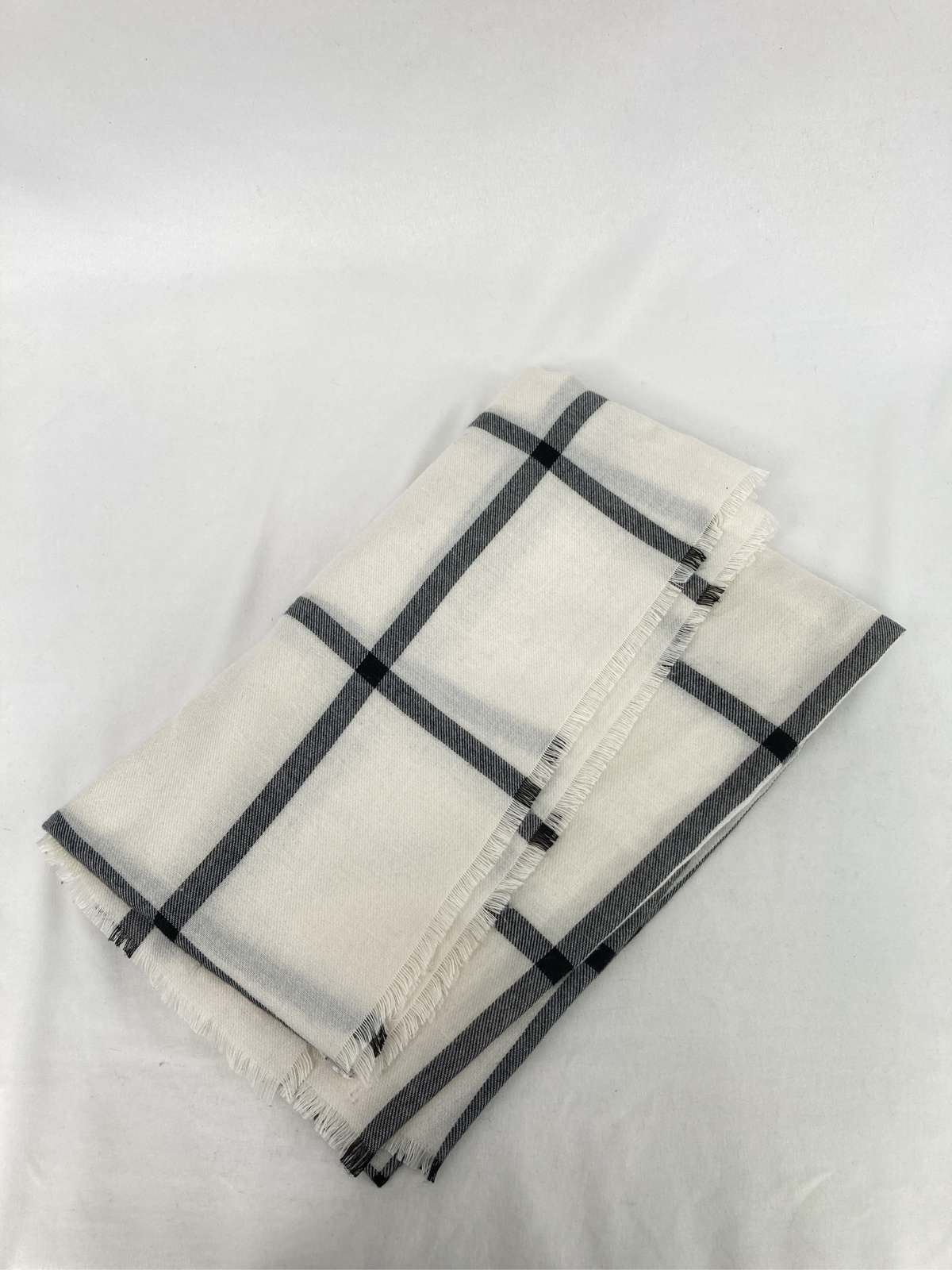 Netherlands （Clubs） - 【中古】ストール/ショール ホワイト チェック柄 フリンジ メンズ レディース