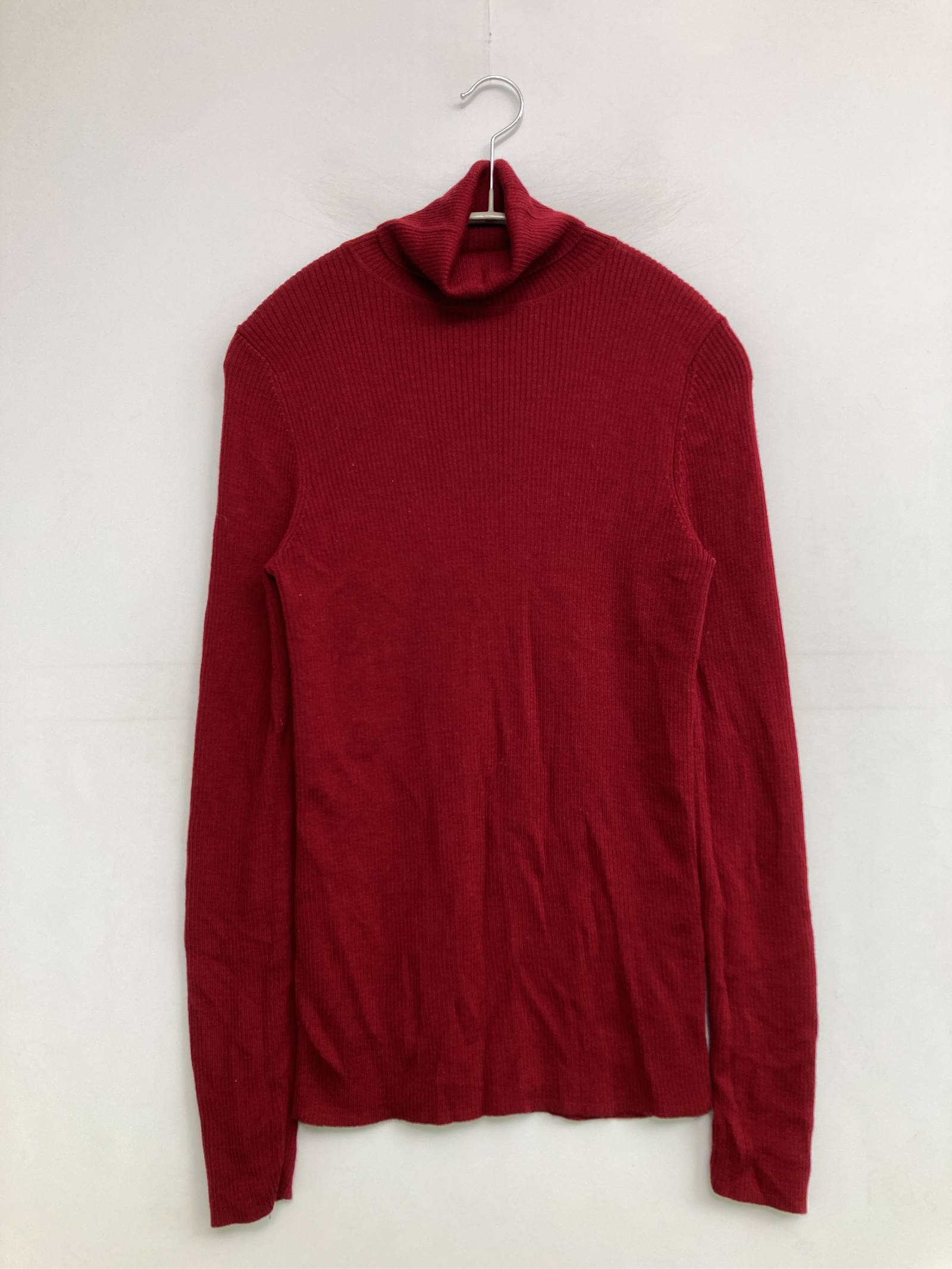 Rakuten - 【中古】UNIQLO ユニクロ ニット/セーター L レッド ウール・ニット 無地 ミドル丈 長袖 タートルネック/ハイネック レディース