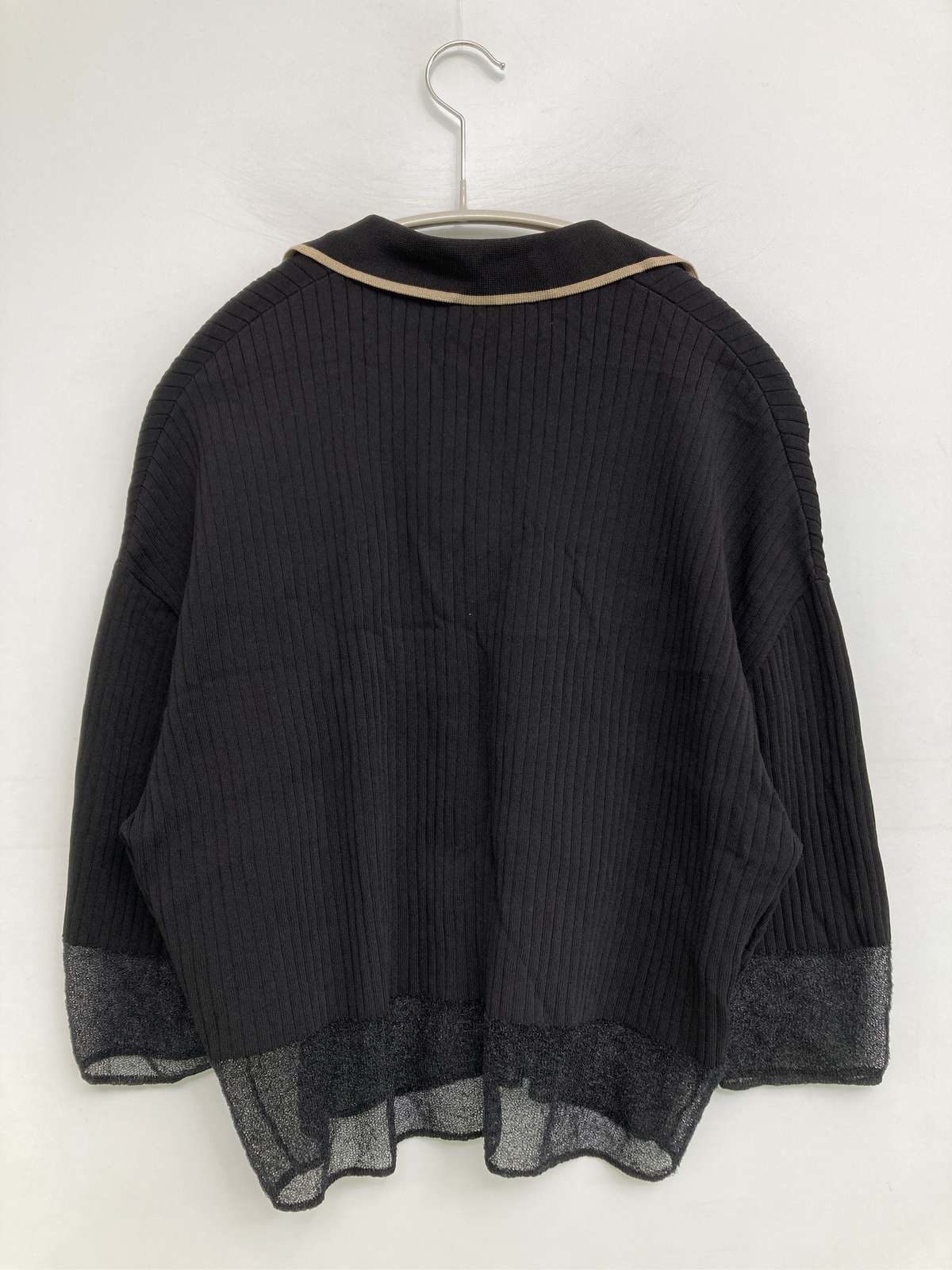 【中古】FRED PERRY フレッドペリー ニット/セーター UK 10 ブラック ニット 無地 ワンポイント ブランドロゴ ミドル丈 半端袖 ヘンリーネック レディース