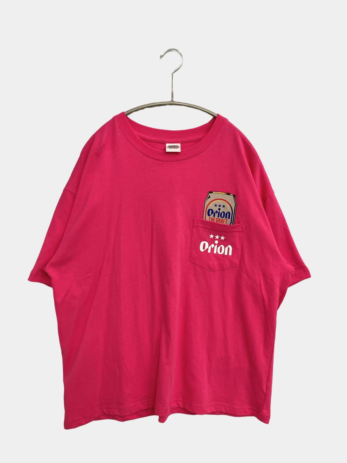 【中古】RODEO CROWNS ロデオクラウンズ Tシャツ/カットソー M ピンク ワンポイント バックプリント ブランドロゴ ミドル丈 半袖 クルーネック(丸首) メンズ レディース