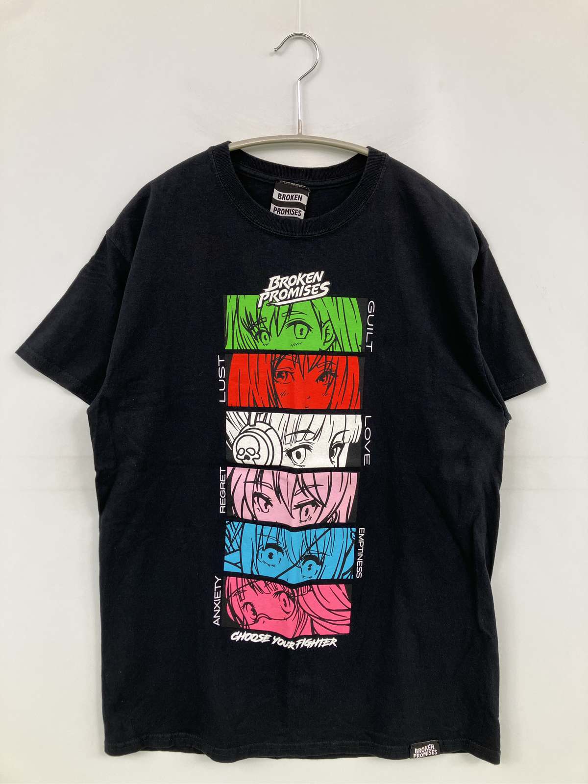Broken Promises Tシャツ/カットソー MEDIUM ブラック 前面プリント バックプリント ブランドロゴ ミドル丈 半袖 クルーネック(丸首) メンズ レディース