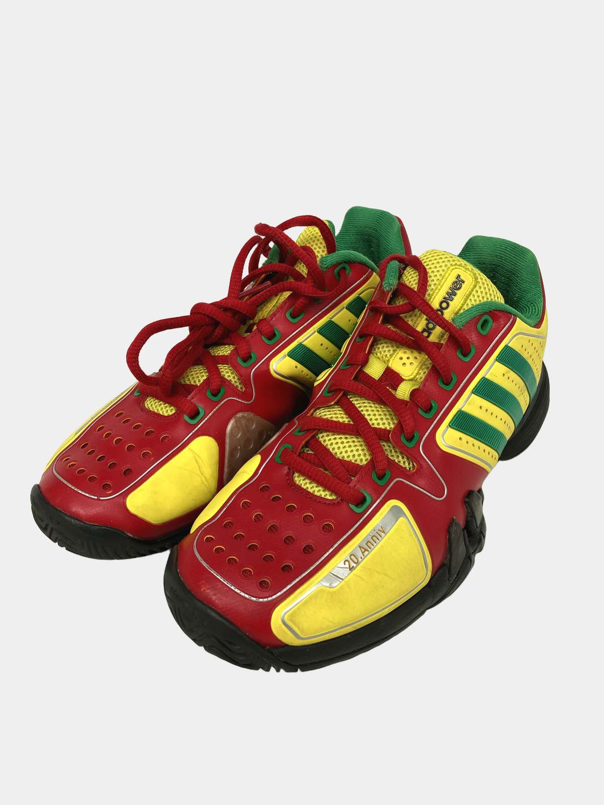【中古】adidas アディダス スニーカー 250 イエロー ライン柄 ワンポイント 紐 ローカット メンズ