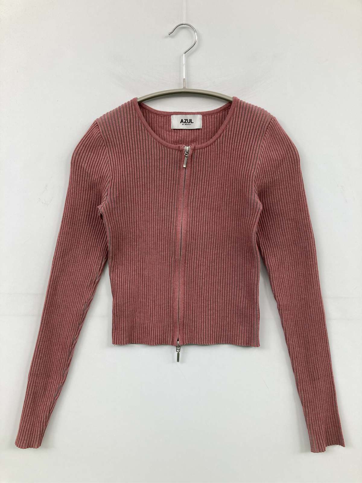 【中古】AZUL by MOUSSY アズールバイマウジー カーディガン/ボレロ FREE ピンク 無地 ショート丈 長袖 レディース