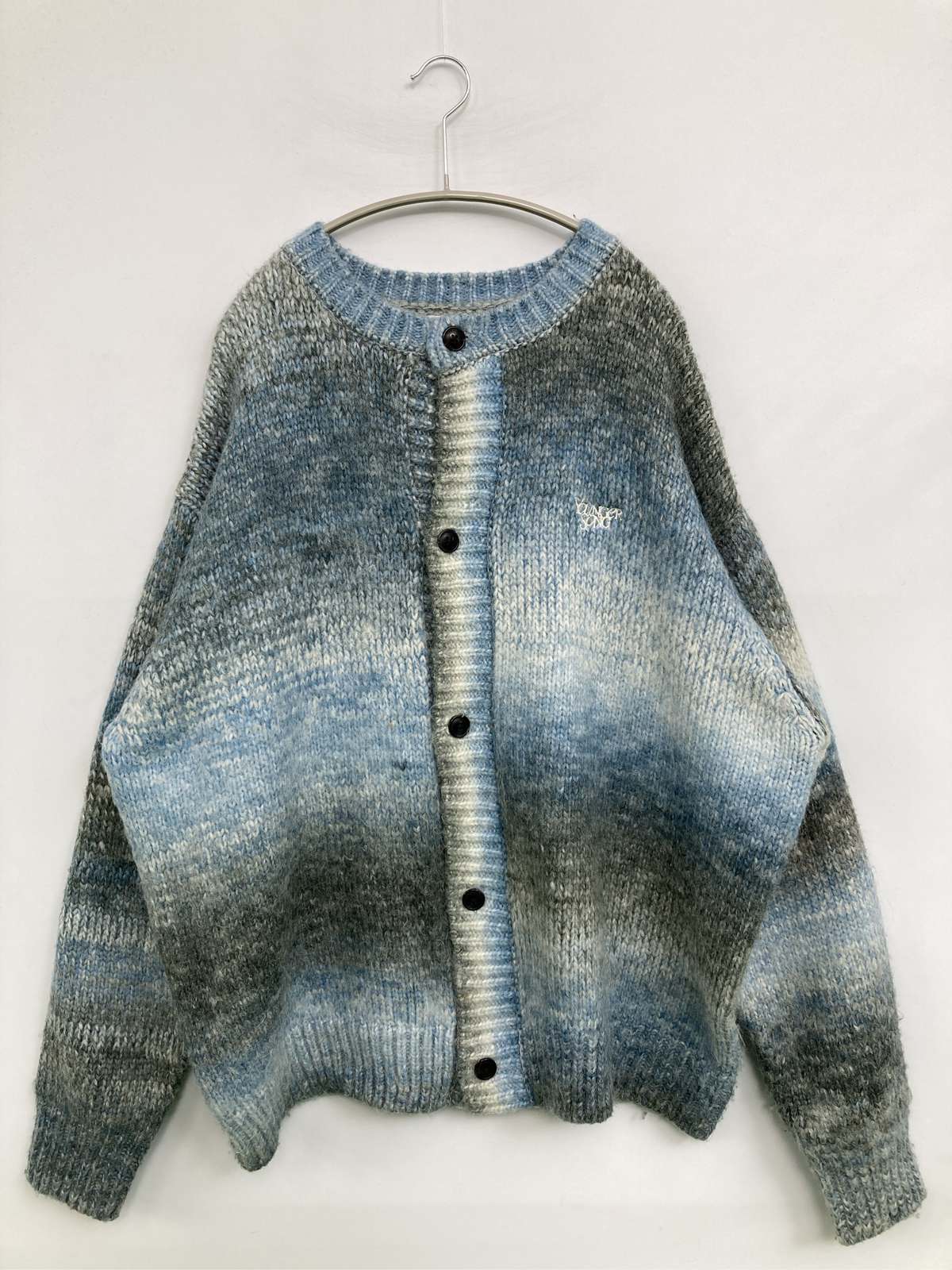 【中古】Younger Song ヤンガーソング カーディガン/ボレロ L ウール・ニット ボーダー柄 刺繍 ミドル丈 長袖 メンズ