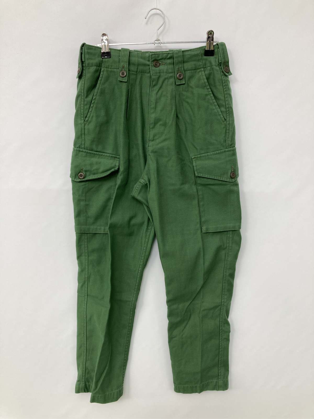 【中古】BACK NUMBER バックナンバー カーゴパンツ S グリーン クロップド・半端丈 コットン 無地 スタンダード テーパード レギュラー..