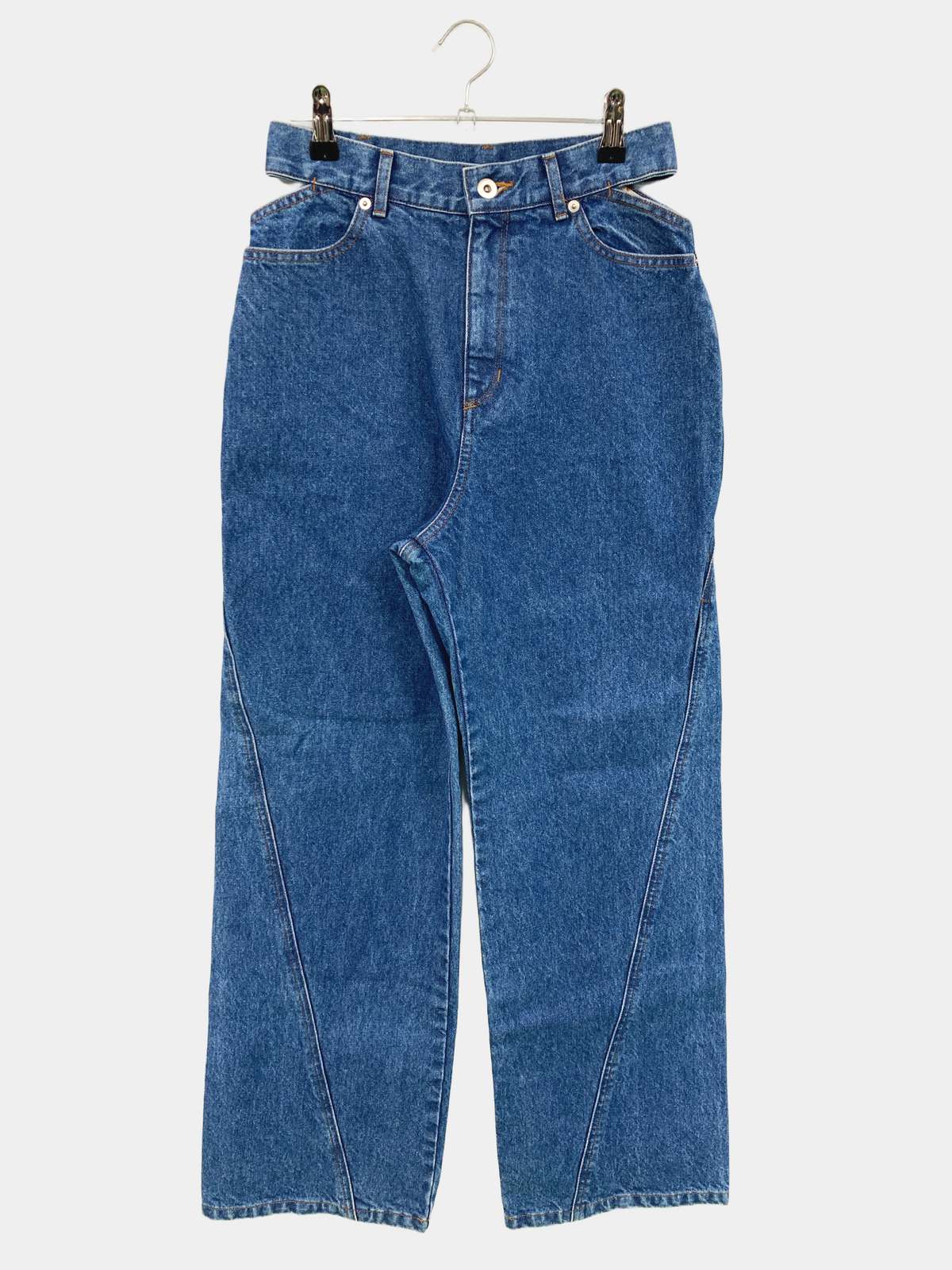 【中古】MAISON SPECIAL メゾンスペシャル デニムパンツ 38 ブルー フルレングス 無地 スタンダード ストレート レギュラー リジッド・ワンウォッシュ レディース
