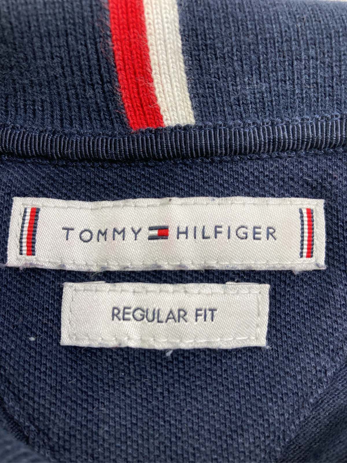 digdig 楽天市場店の【中古】TOMMY HILFIGER トミーヒルフィガー ポロシャツ S ネイビー 無地 ワンポイント ブランドロゴ 半袖 レディース｜アングル3