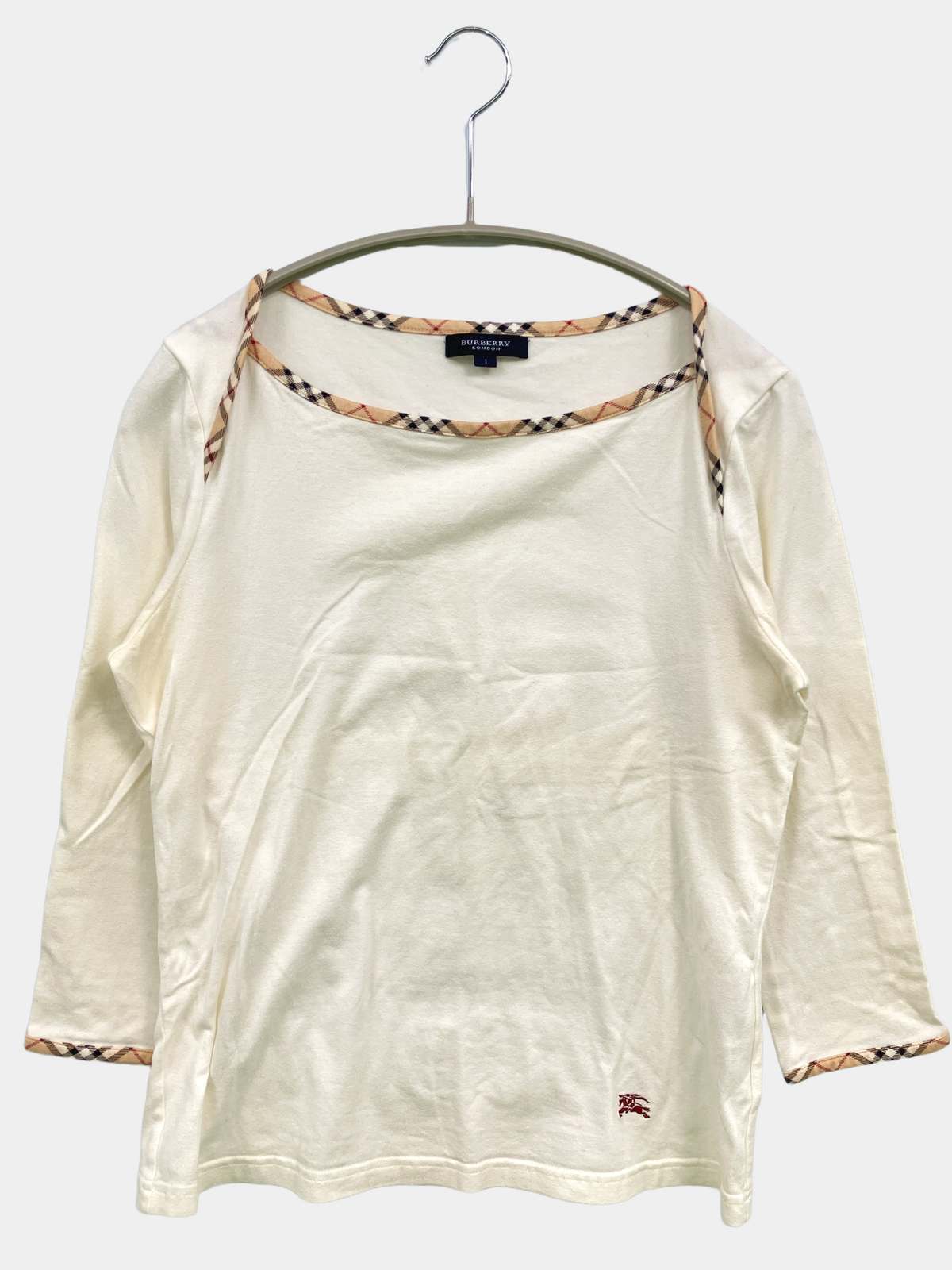 中古 BURBERRY バーバリー Tシャツ カットソー 1 ホワイト 無地 ライン柄 ワンポイント 長袖 ミドル丈 ボートネッ digdig-10068960 digdig 楽天市場店 パッケージ画像