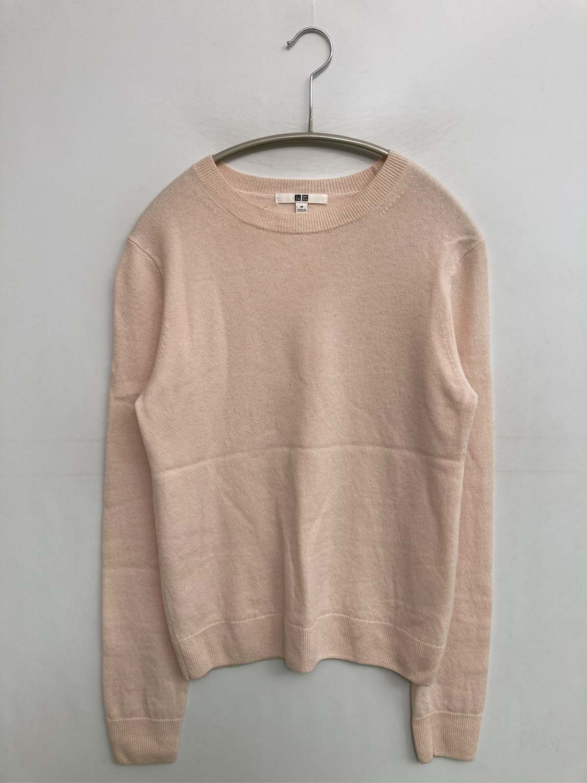 【中古】UNIQLO ユニクロ ニット/セーター M ピンク カシミヤ 無地 ミドル丈 長袖 ...