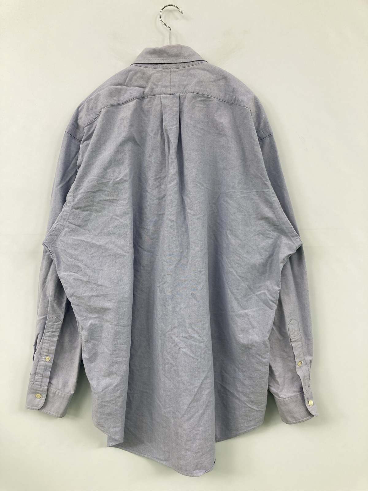 【中古】Ralph Lauren ラルフローレン シャツ/ブラウス 16 1/2-34 ブルー コットン 無地 ワンポイント ブランドロゴ 長袖 ボタンダウン メンズ