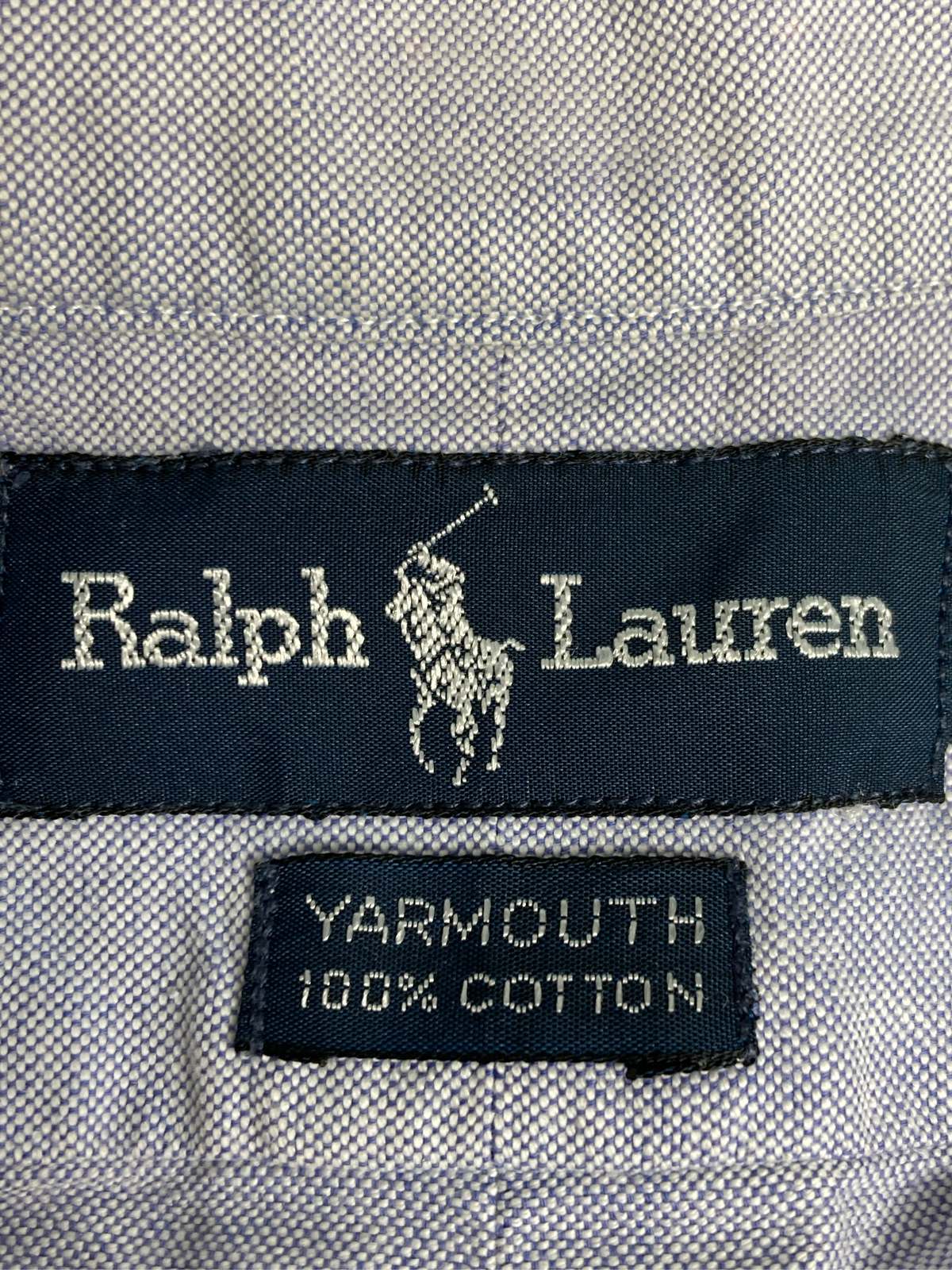 【中古】Ralph Lauren ラルフローレン シャツ/ブラウス 16 1/2-34 ブルー コットン 無地 ワンポイント ブランドロゴ 長袖 ボタンダウン メンズ