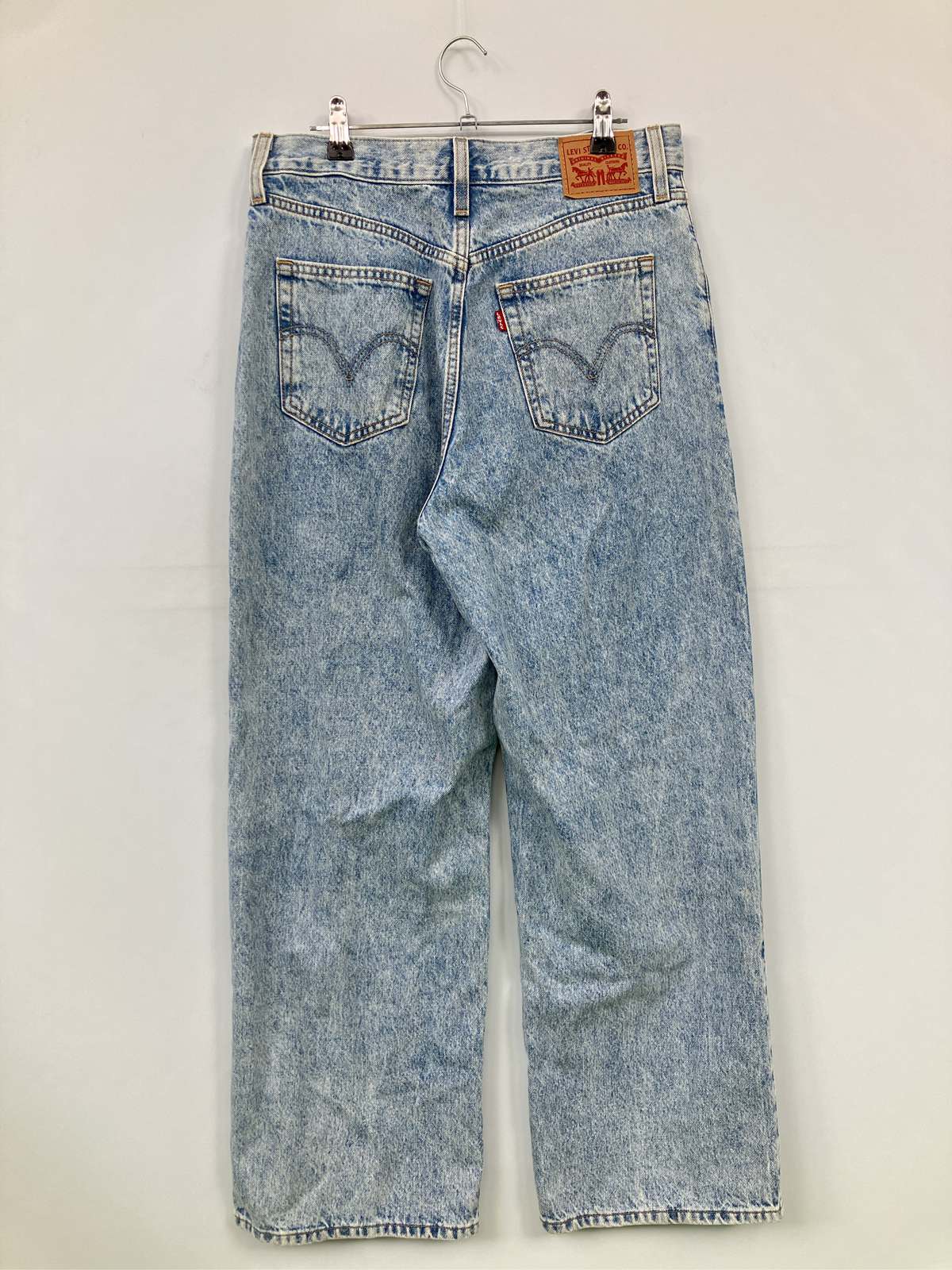 【中古】LEVI STRAUSS & CO. リーバイストラウスアンドカンパニー デニムパンツ W29 L29 スカイブルー フルレングス 無地 ワイド・ルーズ ストレート ヴィンテージ レディース