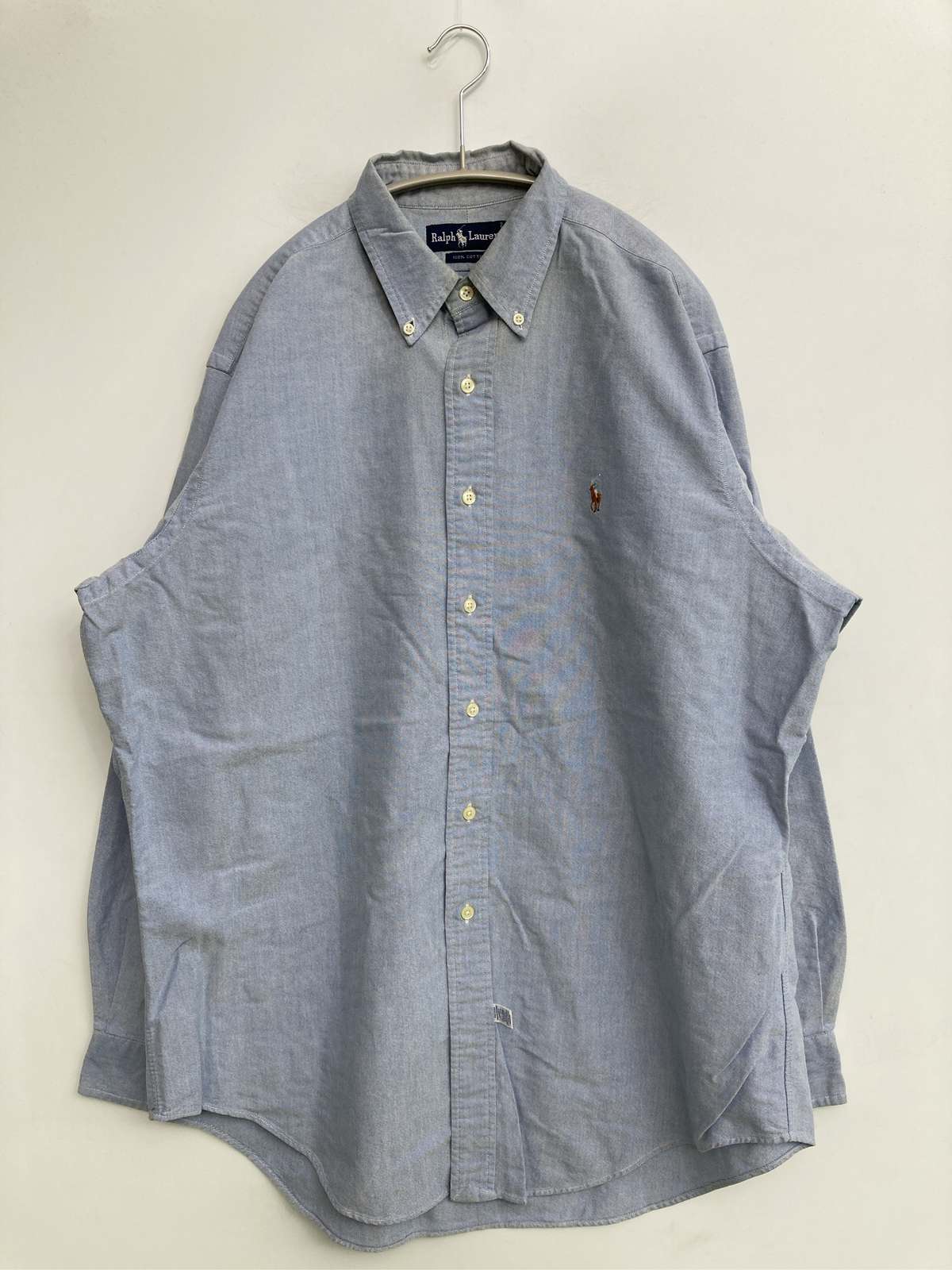 【中古】Ralph Lauren ラルフローレン シャツ/ブラウス 16 1/2-33 スカイブルー コットン 無地 ワンポイント ブランドロゴ 刺繍 ミドル丈 長袖 ボタンダウン メンズ ブランド古着 送料無料