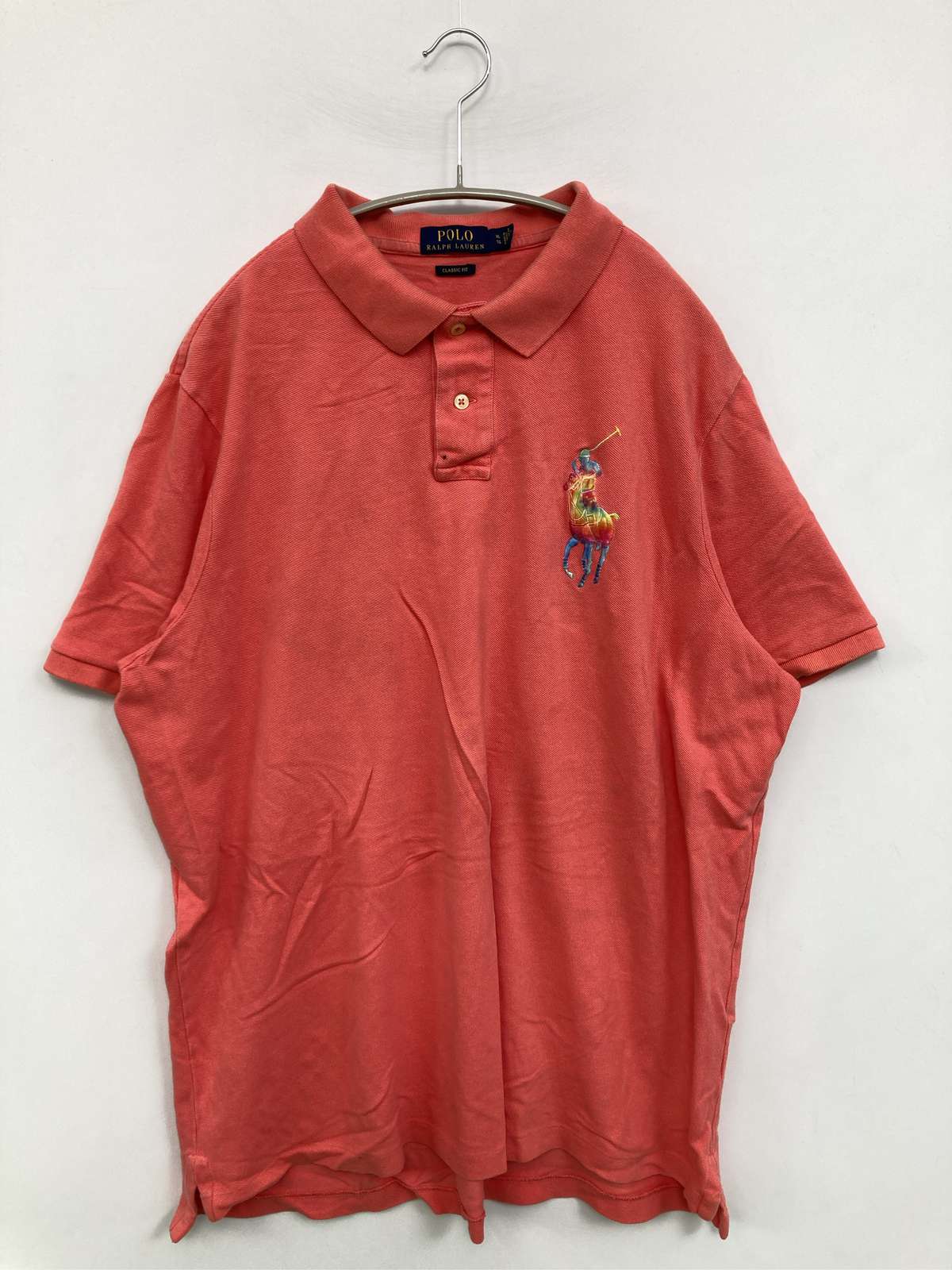 乐天商城 - 【中古】Polo Ralph Lauren ポロラルフローレン ポロシャツ XL レッド 無地 ワンポイント ブランドロゴ 刺繍 半袖 メンズ