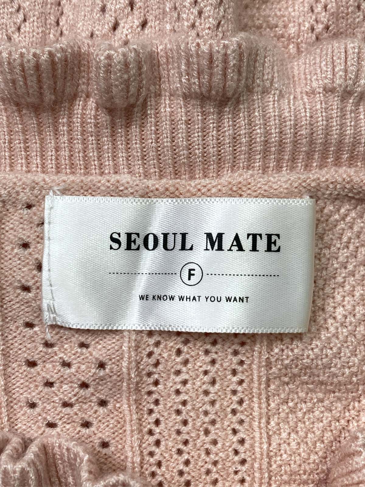 【中古】SEOUL MATE ニット/セーター F ピンク ニット 無地 フリル ミドル丈 長袖 ...
