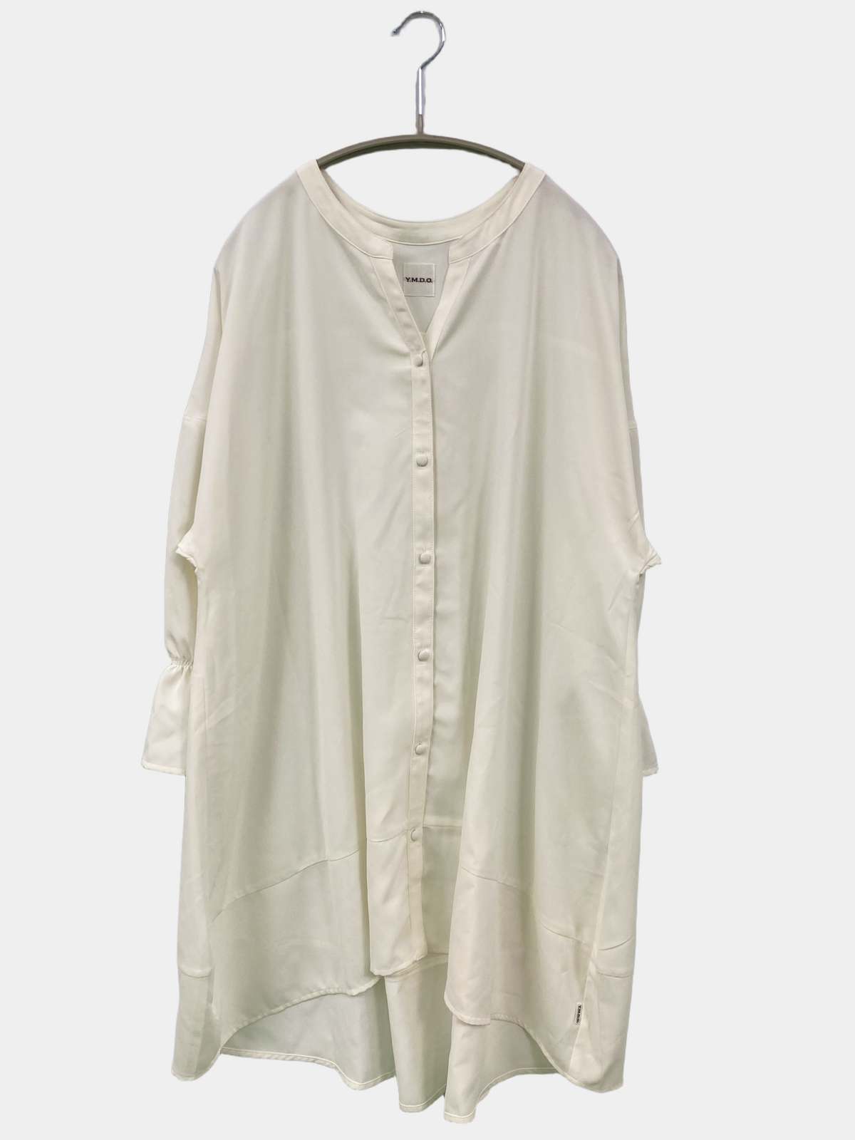 【中古】Y.M.D.O. チュニック M〜L ホワイト 無地 長袖 ミモレ・半端丈 レディース