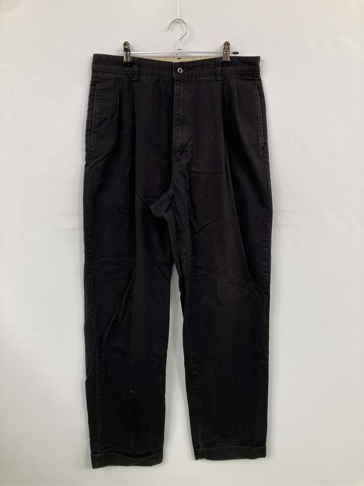 【中古】Polo Ralph Lauren ポロラルフローレン チノパンツ 33X34 ブラック フルレングス コットン 無地 スタンダード ストレート レギュラー メンズ