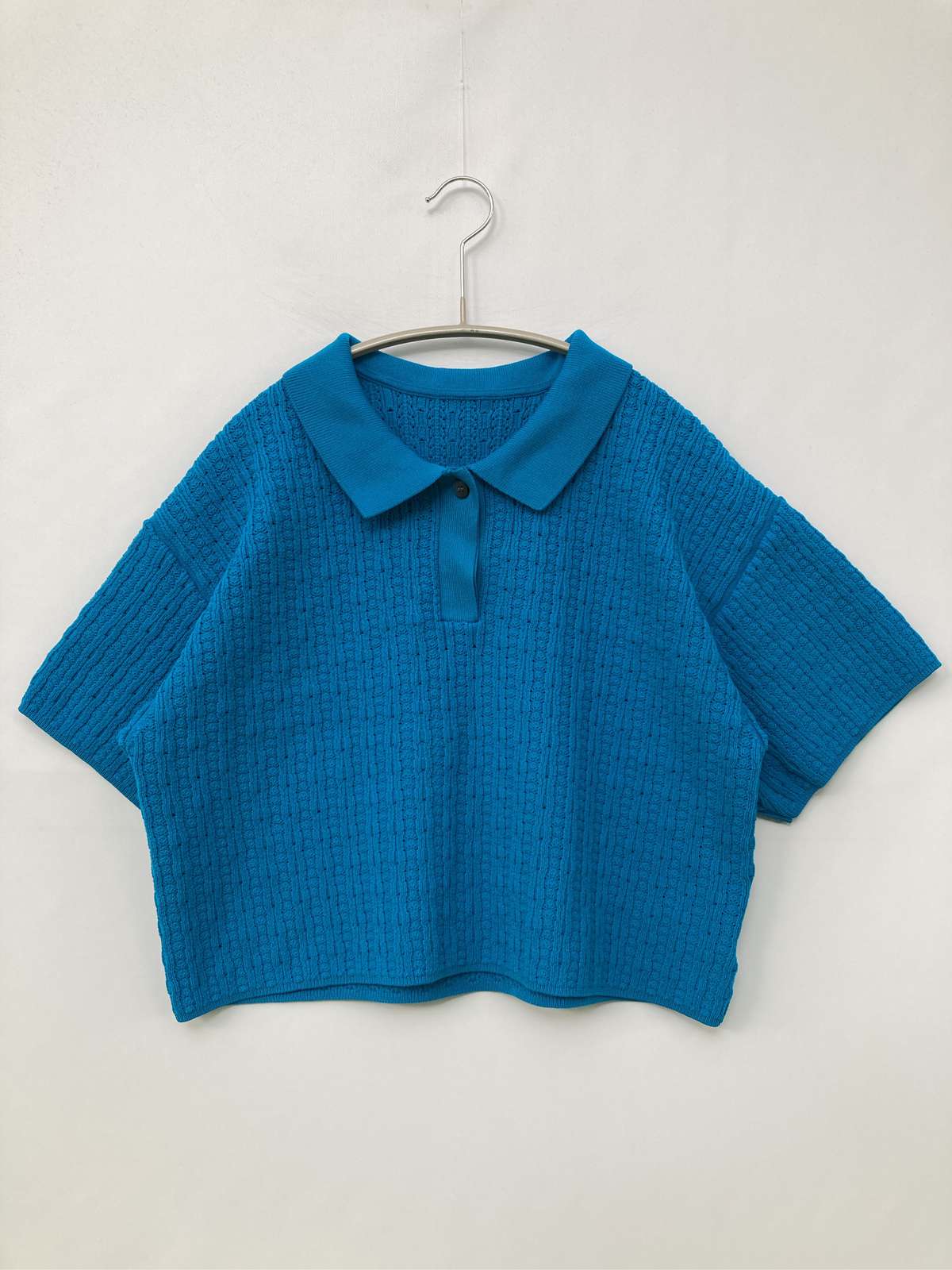 【中古】Ray BEAMS レイビームス ポロシャツ ブルー 無地 半袖 レディース