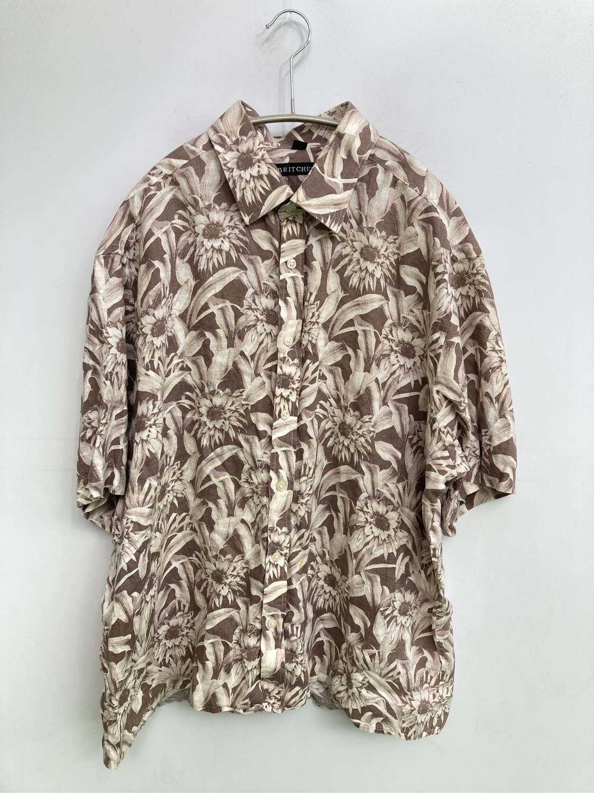 BRITCHES シャツ/ブラウス L ブラウン 花柄・ボタニカル柄 その他総柄 ミドル丈 半袖 レギュラーカラー メンズ