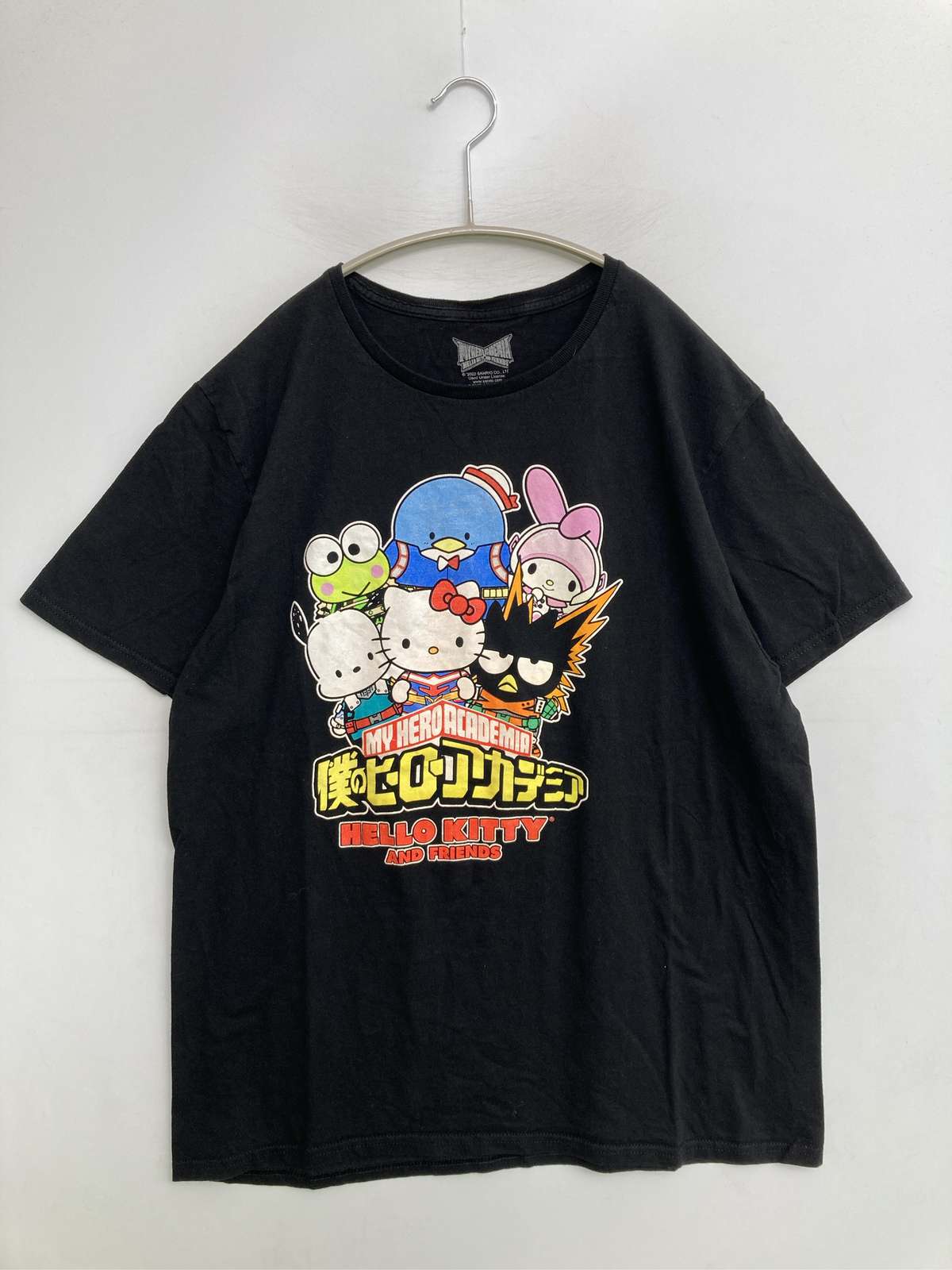 【中古】SANRIO サンリオ Tシャツ/カットソー L ブラック 前面プリント ミドル丈 半袖 ク ...
