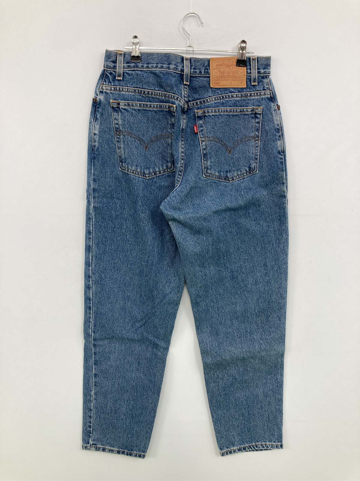 【中古】LEVI STRAUSS & CO. リーバイストラウスアンドカンパニー デニムパンツ S ブルー フルレングス 無地 ワンポイント ワイド・ルーズ テーパード レギュラー ヴィンテージ レディース