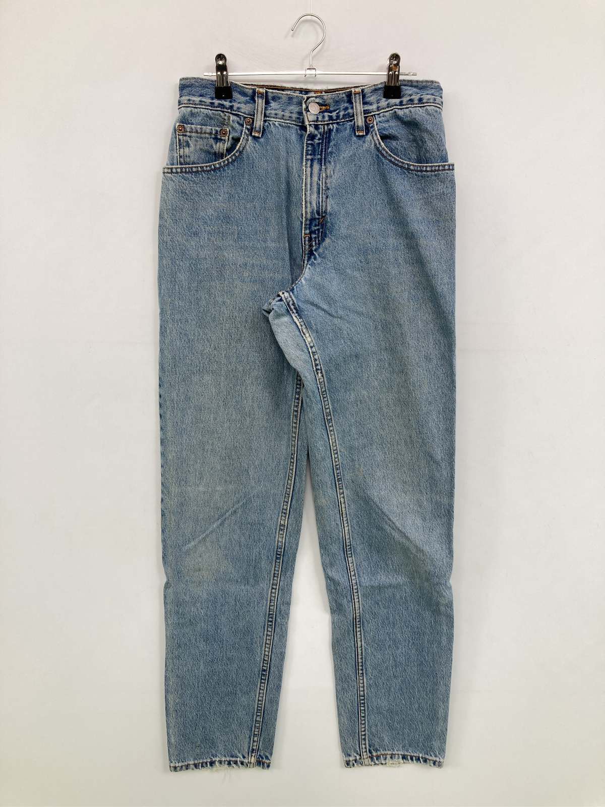 【中古】LEVI STRAUSS & CO. リーバイストラウスアンドカンパニー デニムパンツ 9L ブルー フルレングス 無地 ワンポイント ワイド・ルーズ テーパード ハイウエスト ヴィンテージ レディース