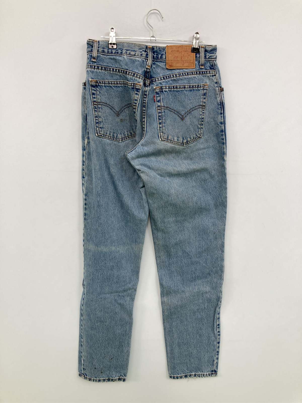 【中古】LEVI STRAUSS & CO. リーバイストラウスアンドカンパニー デニムパンツ 9L ブルー フルレングス 無地 ワンポイント ワイド・ルーズ テーパード ハイウエスト ヴィンテージ レディース