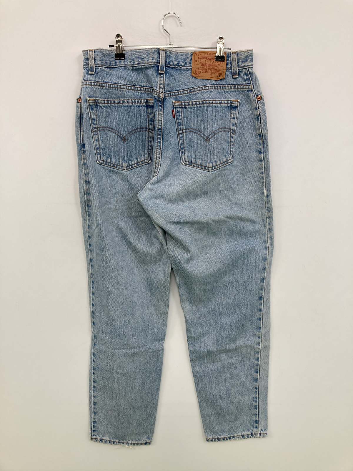 【中古】LEVI STRAUSS & CO. リーバイストラウスアンドカンパニー デニムパンツ 14 MIS M ブルー フルレングス 無地 ブランドロゴ ワンポイント ワイド・ルーズ テーパード レギュラー ヴィンテージ レディース