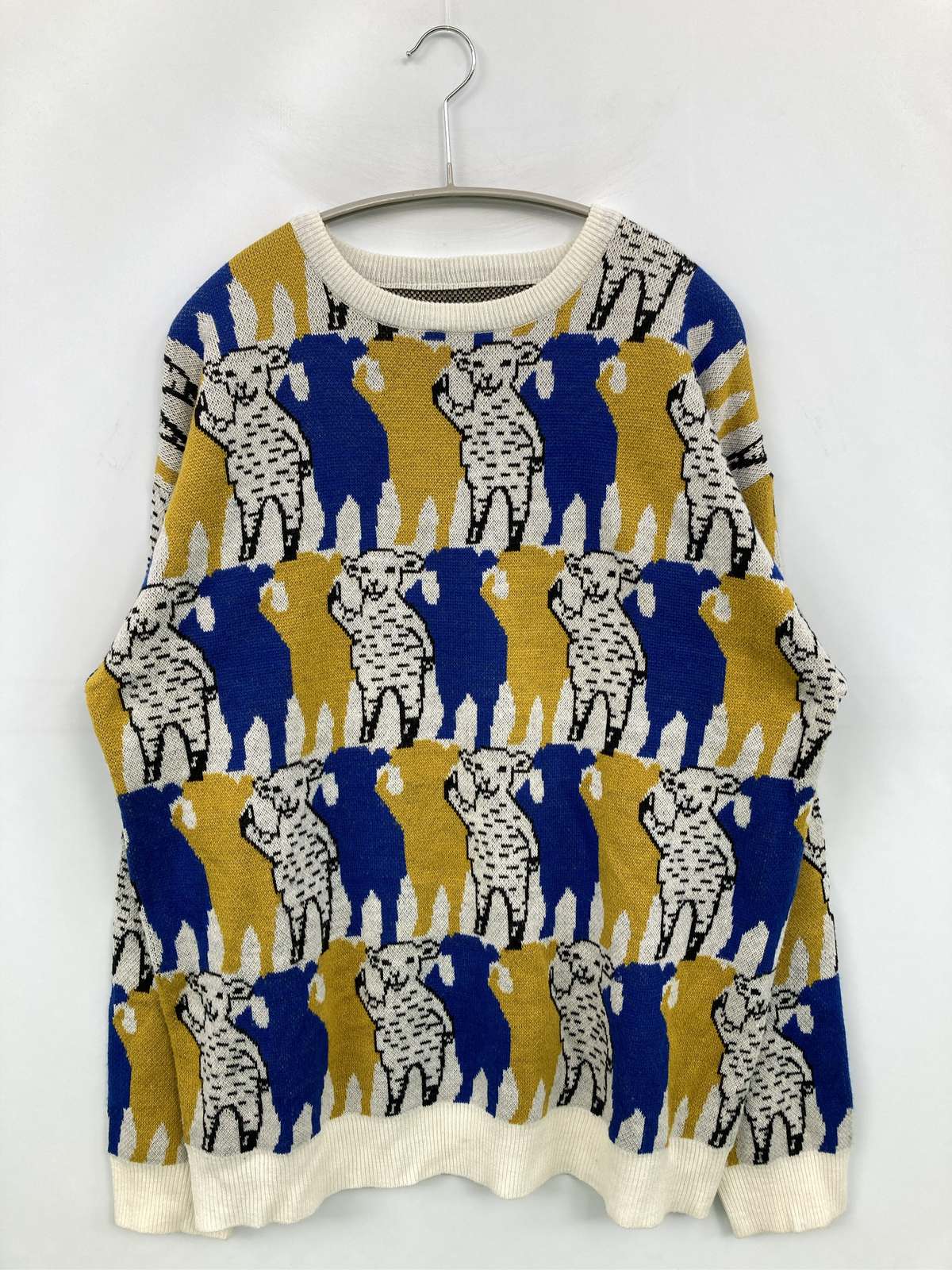 graniph グラニフ ニット/セーター L イエロー ニット その他総柄 ミドル丈 長袖 クルーネック(丸首) メンズ レディース